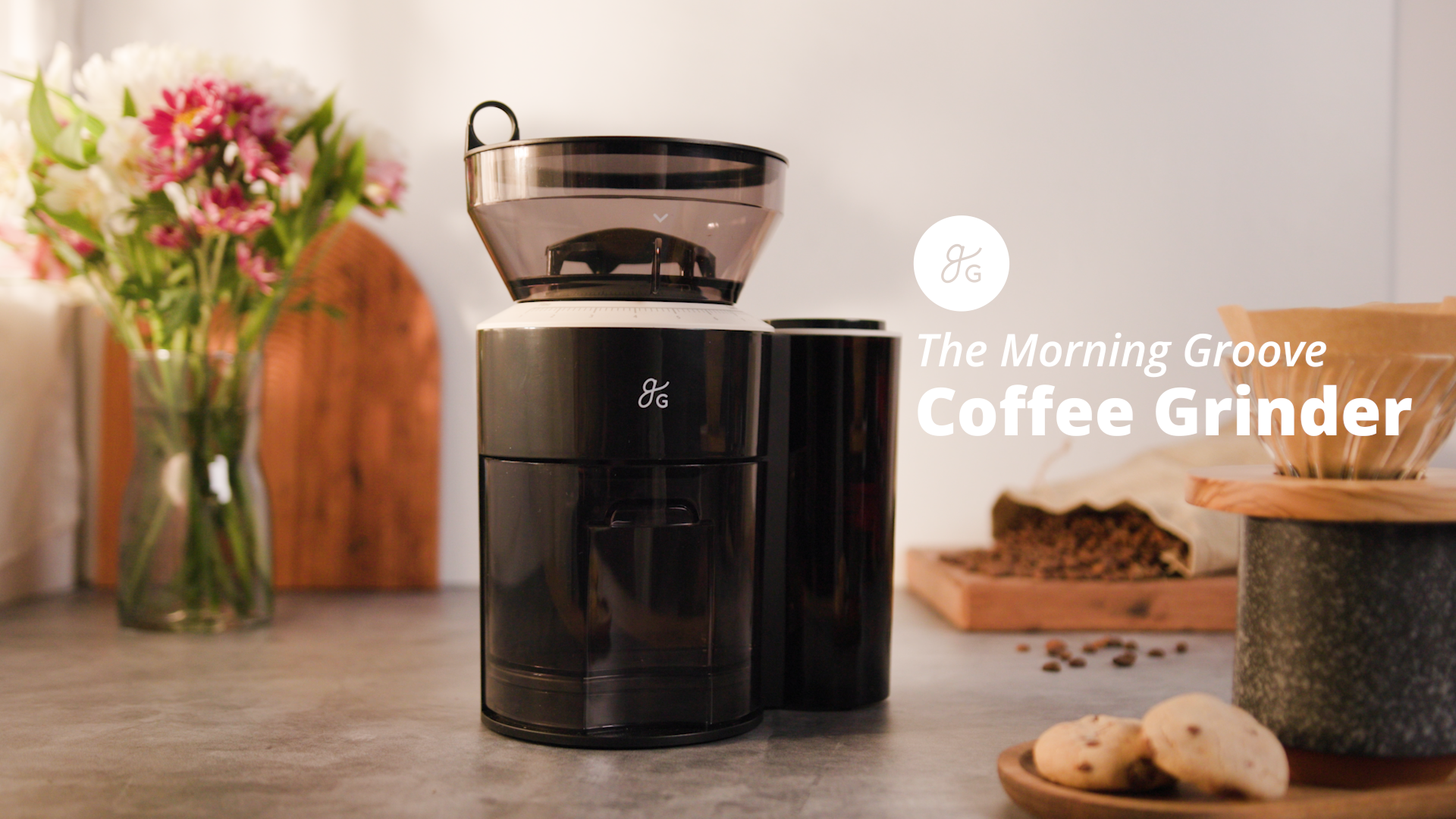 thumbnail video image 2 of Greater Goods Burr Coffee Grinder, 8 Precise Grind Settings, 3-10 Cup, Espresso, Cupping, AeroPress, V60, Chemex, French Press, Toddy, Adjustable Settings & Built-in Scale (Onyx Black), 2 of 7