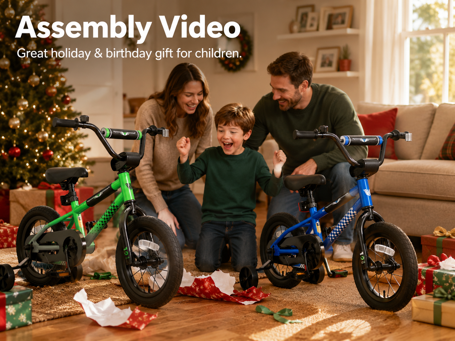 thumbnail video image 2 of XJD BMX Style 12 inch Boy Bike for 2-8 Years Old Boys Toddlers 12 14 16 Inches BMX Bicycle with Training Wheels and Coaster Brake,Green, 2 of 12