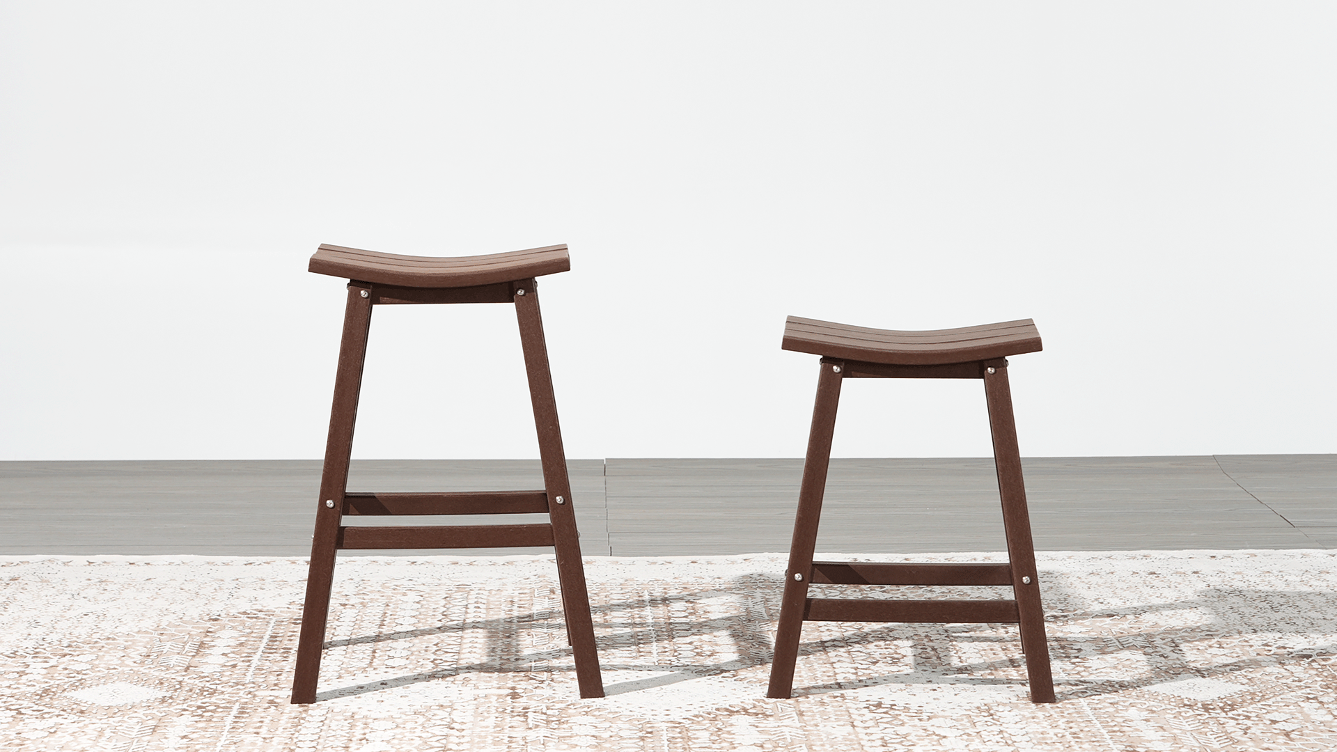 thumbnail video image 2 of WestinTrends Malibu HDPE Outdoor Patio 29" Bar Stool Saddle Seat, Weathered Wood, 2 of 15