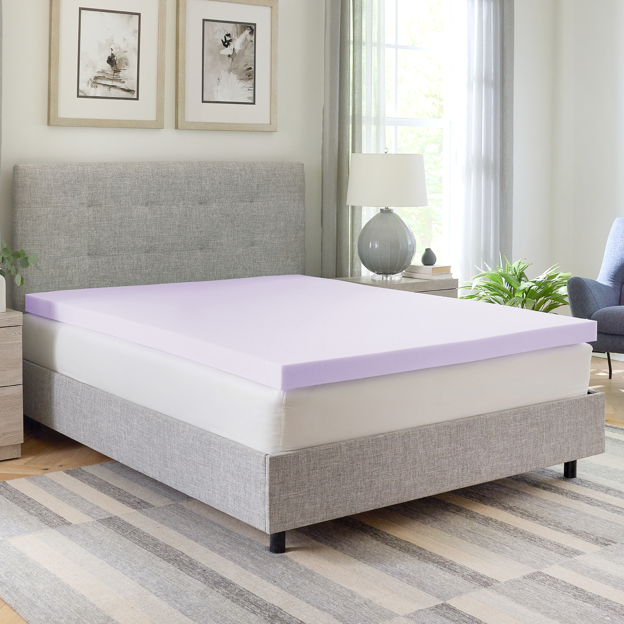 thumbnail video image 2 of Healthcare SC, LLC Bodipedic Lavender Scented Memory Foam Mattress Topper Full, 2 of 6