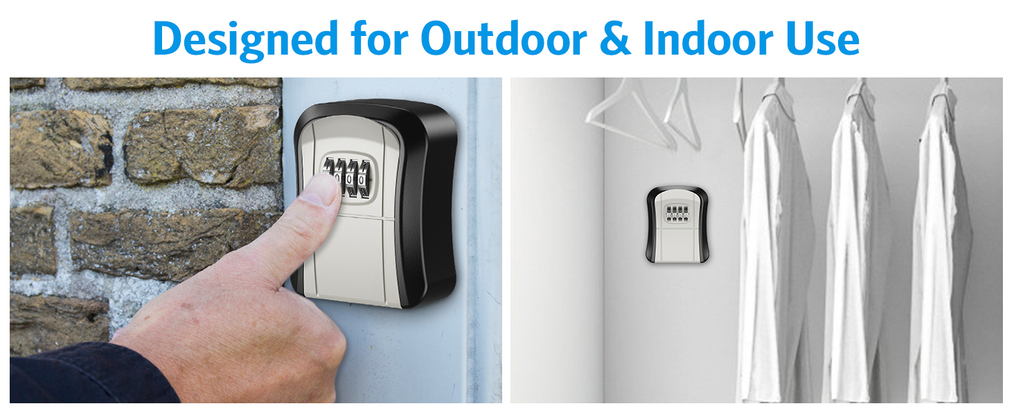 thumbnail video image 2 of AMIR Key Lock Box,Wall Mounted 4-Digit Combination Lockbox for Outside Waterproof Key Storage Lockbox for House Security LockBox for Indoor Outdoor, 2 of 11