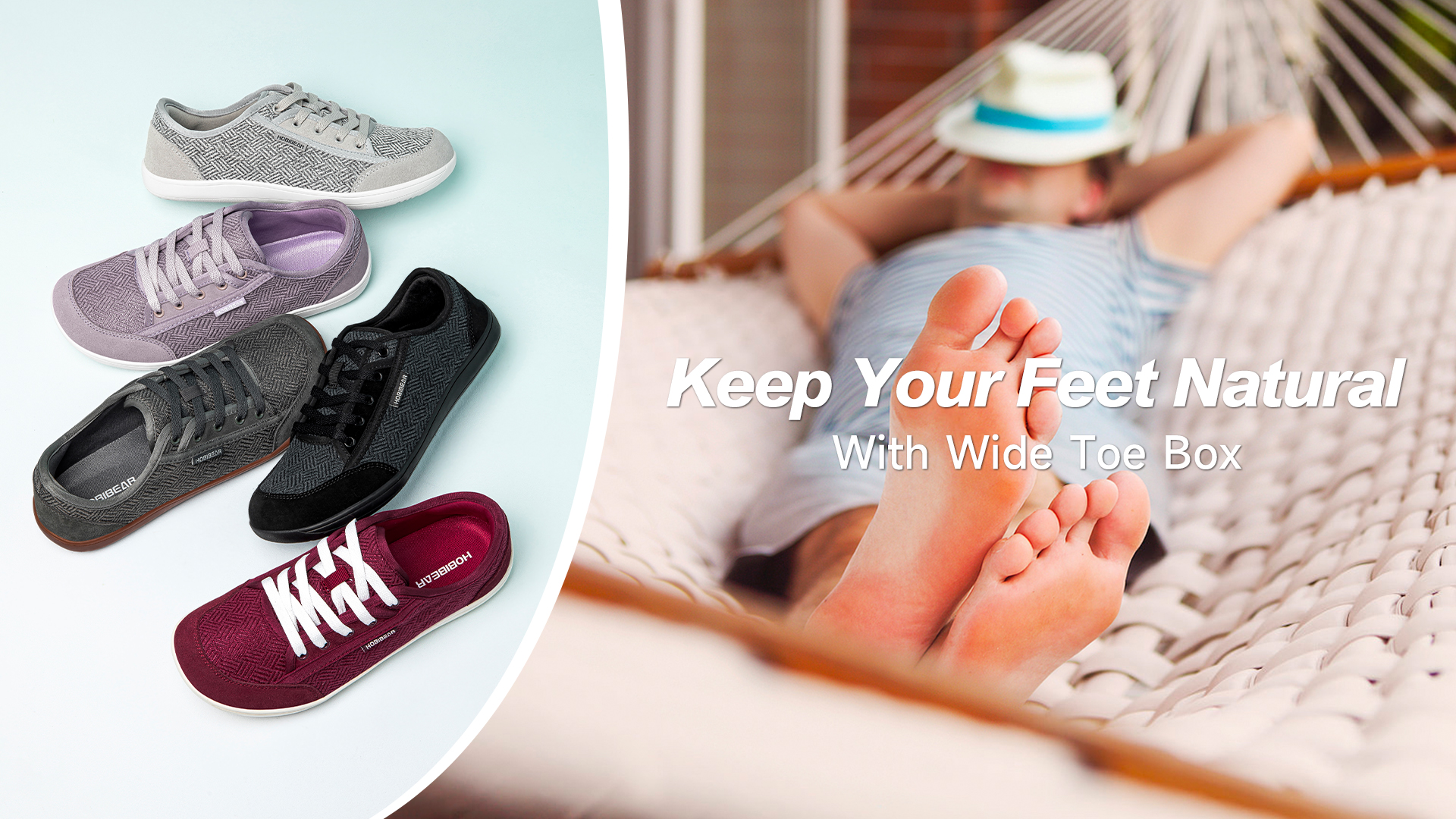 thumbnail video image 2 of HOBIBEAR Womens Mens Minimalist Barefoot Shoes Zero Drop Wide Toe Walking Sneakers, 2 of 8