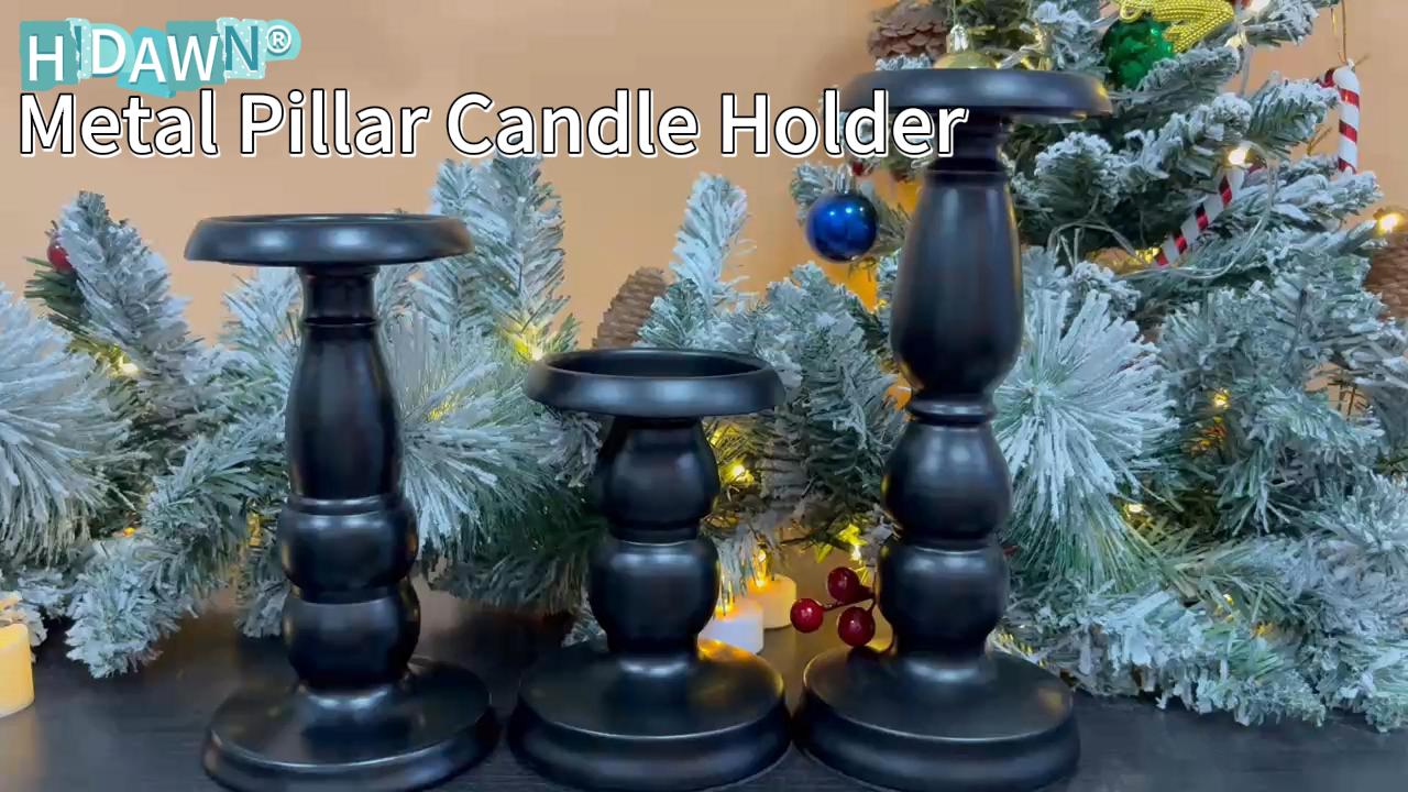 thumbnail video image 2 of HIDAWN Pillar Candle Holder, 3 Pack Metal Black Retro Candle Stick Holders for Firplace Table Centerpiece Wedding Decoration, 2 of 8