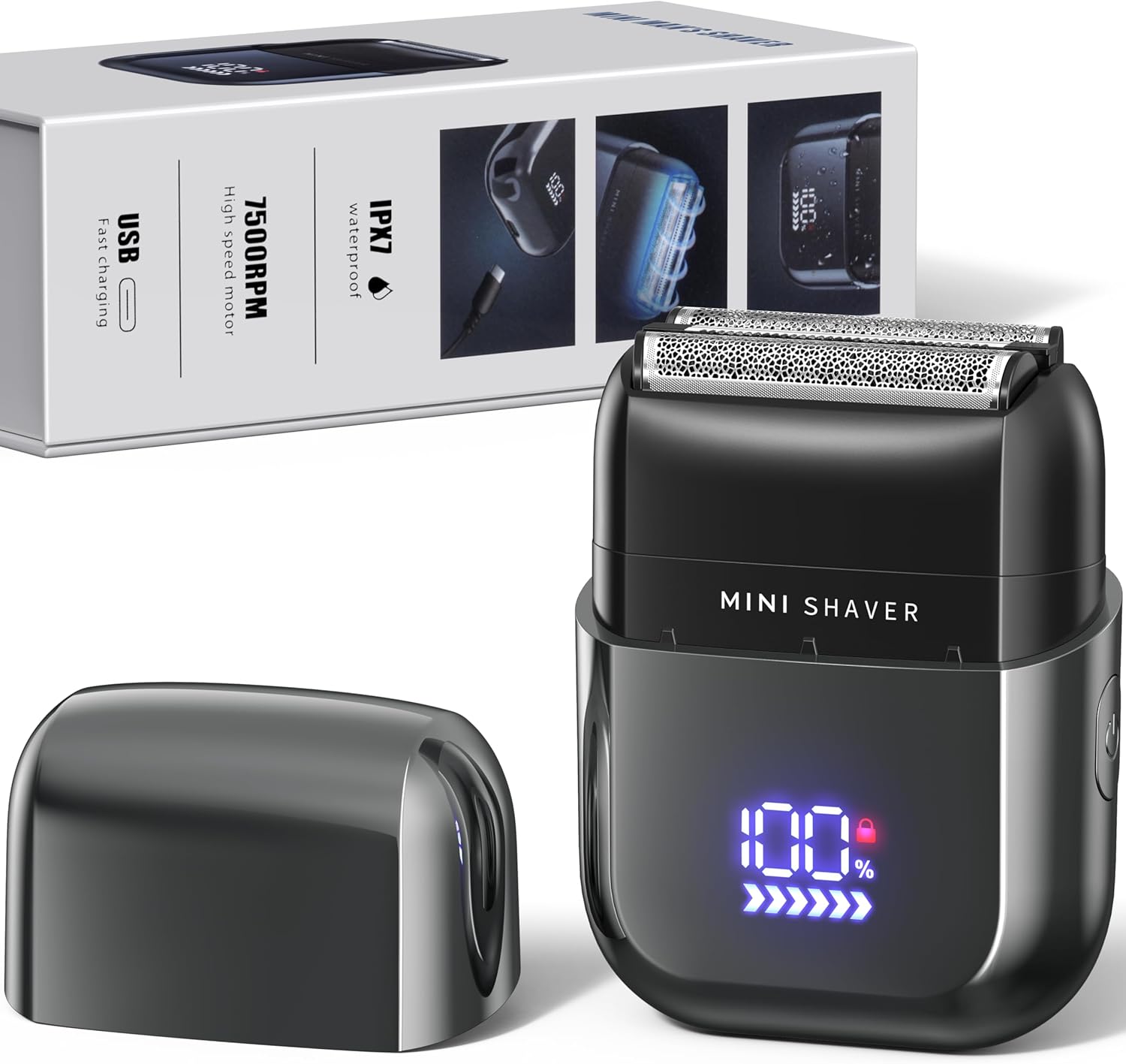 thumbnail video image 2 of Electric Foil Shavers for Men, Rechargeable Mini Electric Razor with IPX7 Waterproof for Travel & Home, Gray, 2 of 7