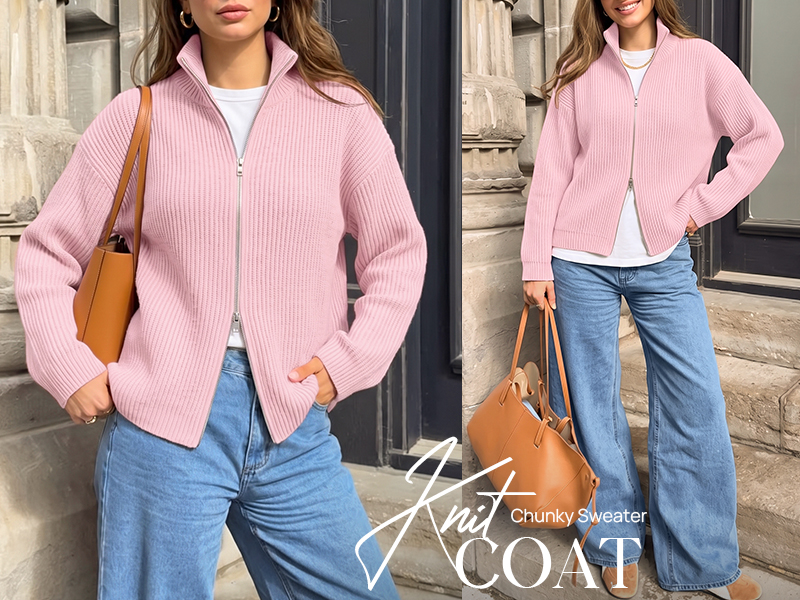 thumbnail video image 2 of Merokeety Womens Long Sleeve Chunky Knit Cardigan Sweater Navy S, 2 of 7