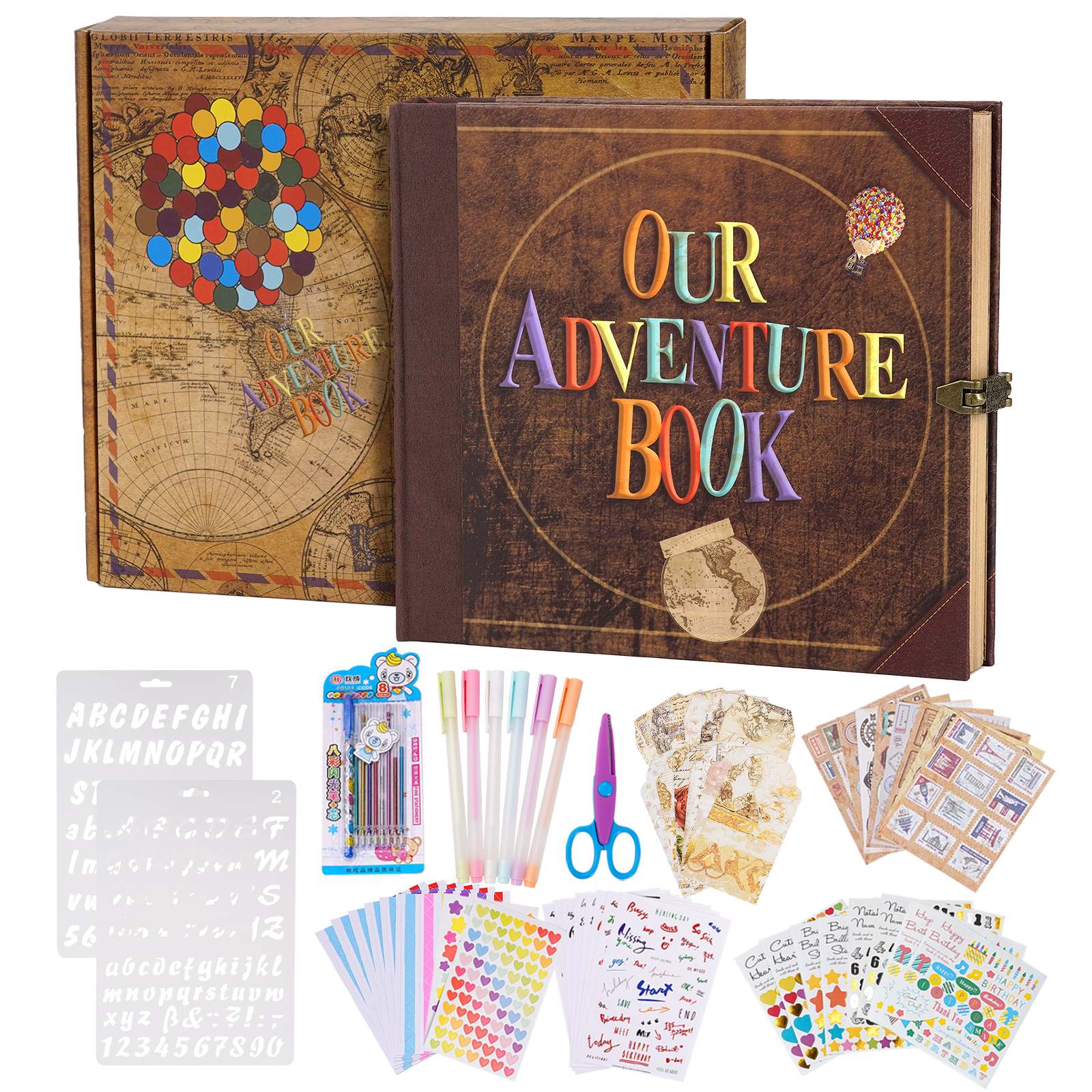 thumbnail video image 2 of TJT Our Adventure Book Scrapbook Kit, 146 Pages Photo Album Scrap Book Supplies Gift for Wedding Christmas Birthday Travel Anniversary, 146 Pages, 2 of 11