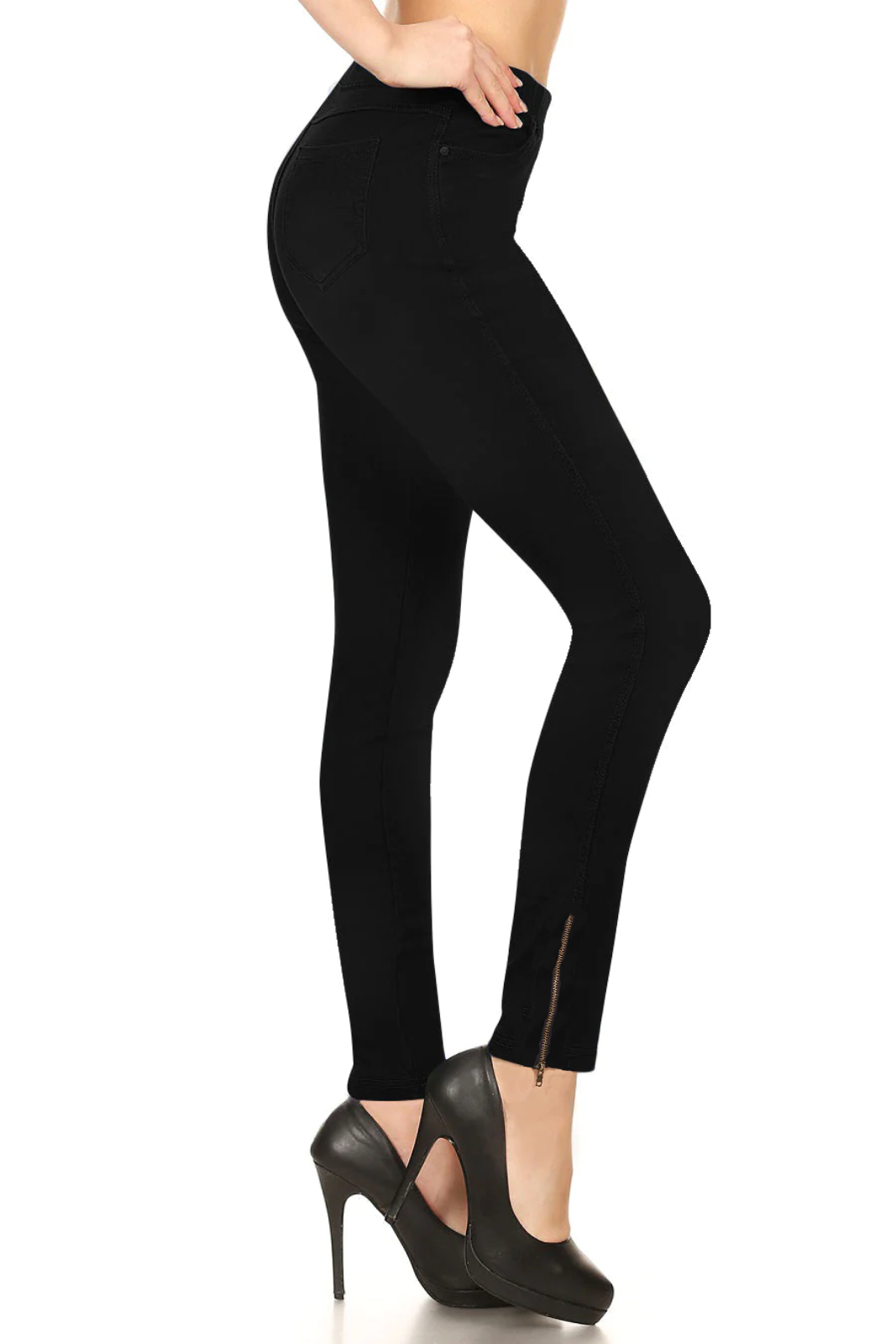 thumbnail video image 2 of Women's High Waisted Ankle Zip Jeggings Pull On Stretch Skinny Pants Size S - 3XL 29" Inseam, 2 of 6