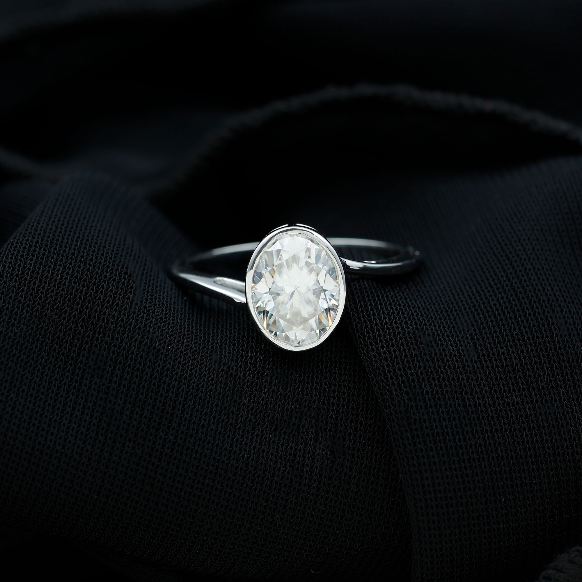 thumbnail video image 2 of Rosec Jewels Lab Created Diamond 6x8 mm Oblong Engagement Ring - Ef -Vs Quality, 925 Sterling Silver, US 4.00, 2 of 8