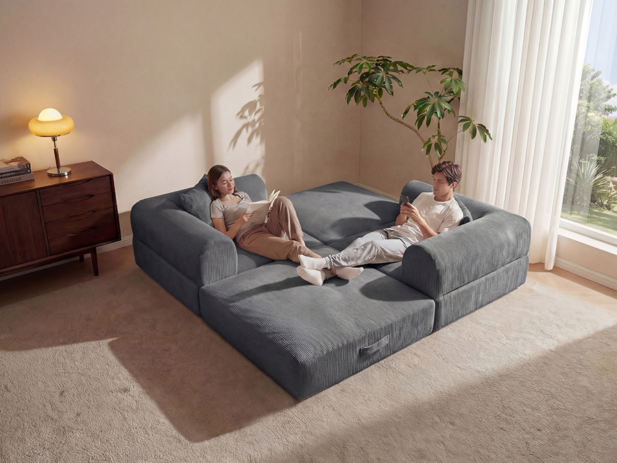 thumbnail video image 2 of ELEKA Convertible Sleeper Sofa Bed,Folding Floor Mattress Couch,Sectional Couches for Living Room Cloud Couch Sofa,No Assembly Required (Grey), 2 of 12