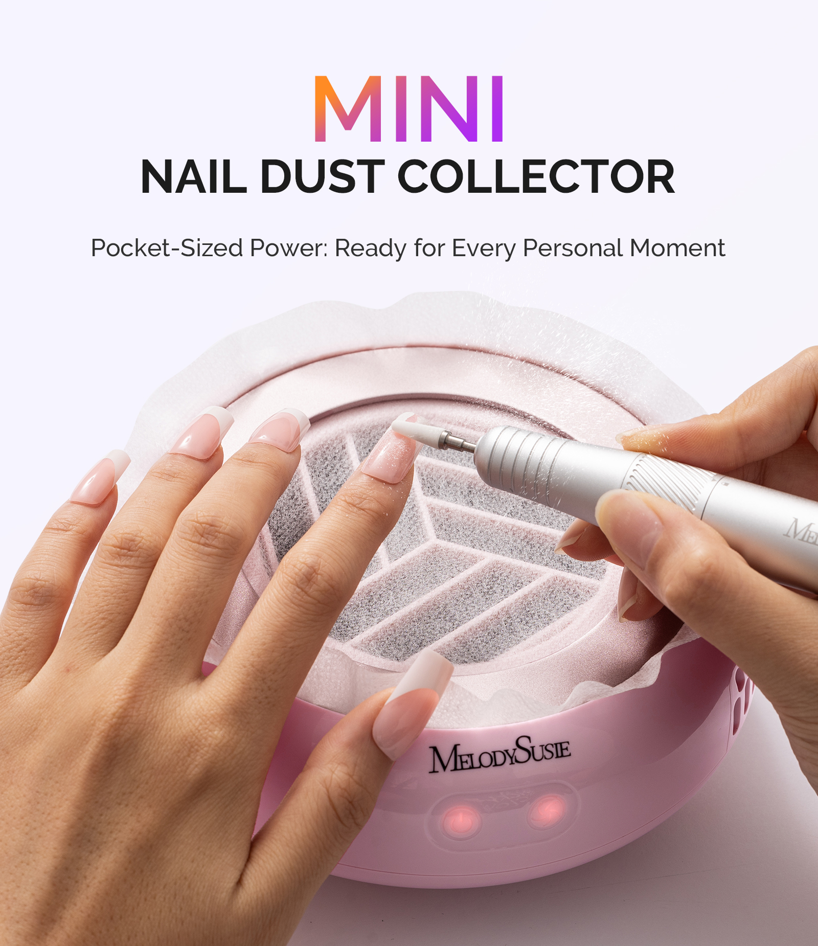 thumbnail video image 2 of MelodySusie Mini Nail Dust Collector,HProA 6000RPM Portable Suction Vacuum Fan with 30 Pcs Filter Papers,Purple, 2 of 9