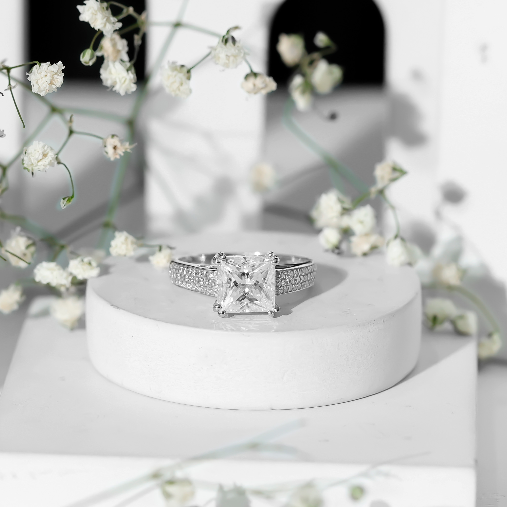 thumbnail video image 2 of Rosec Jewels Womens Princess Cut Moissanite Solitaire Engagement Ring 3 Ct - 8 mm - D-VS1 Grade, 14K Yellow Gold, US 7.00, 2 of 8