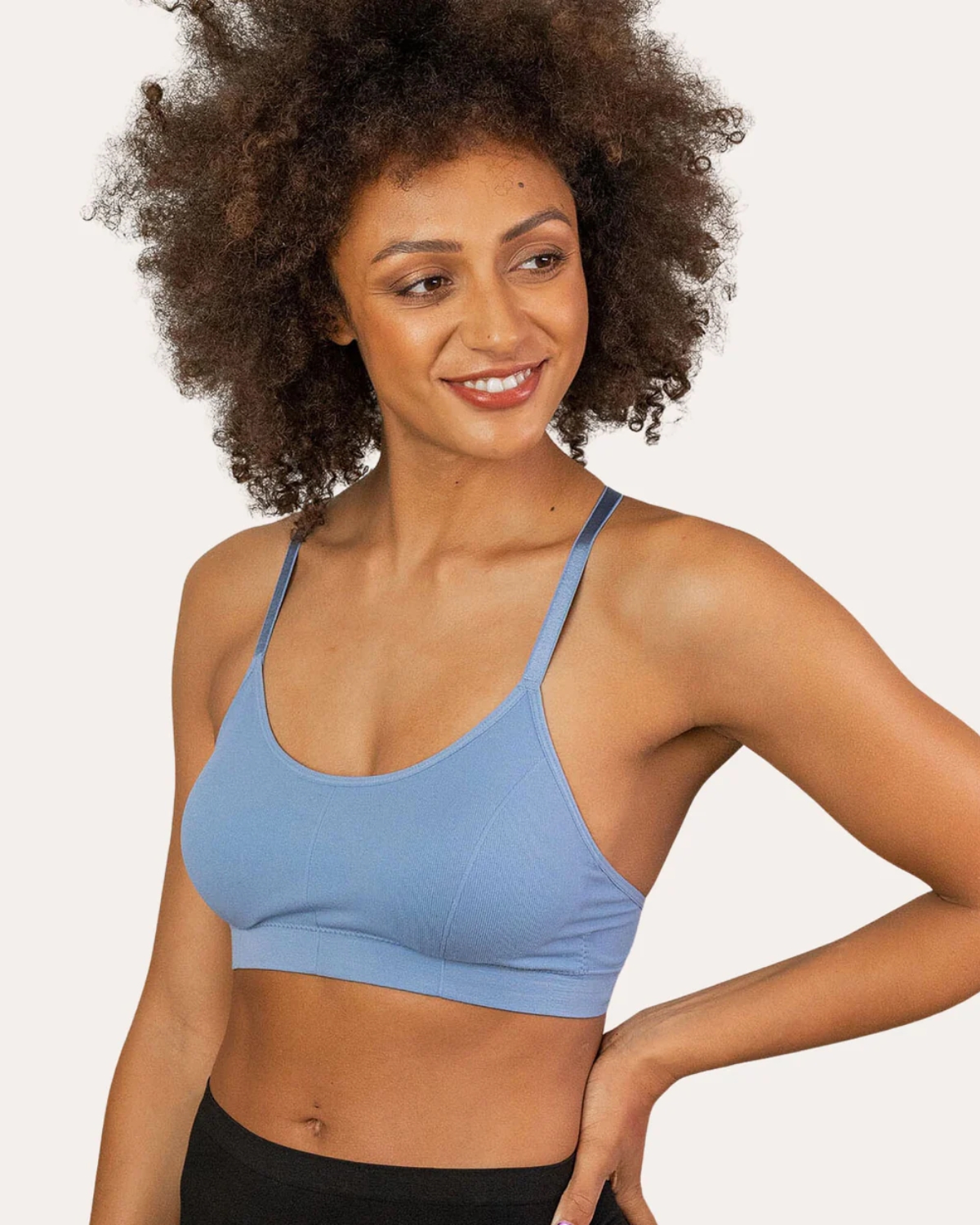 thumbnail video image 2 of Coobie Scoopneck Full Coverage Yoga Bra 9147,Mocha Blue,One Size, 2 of 8