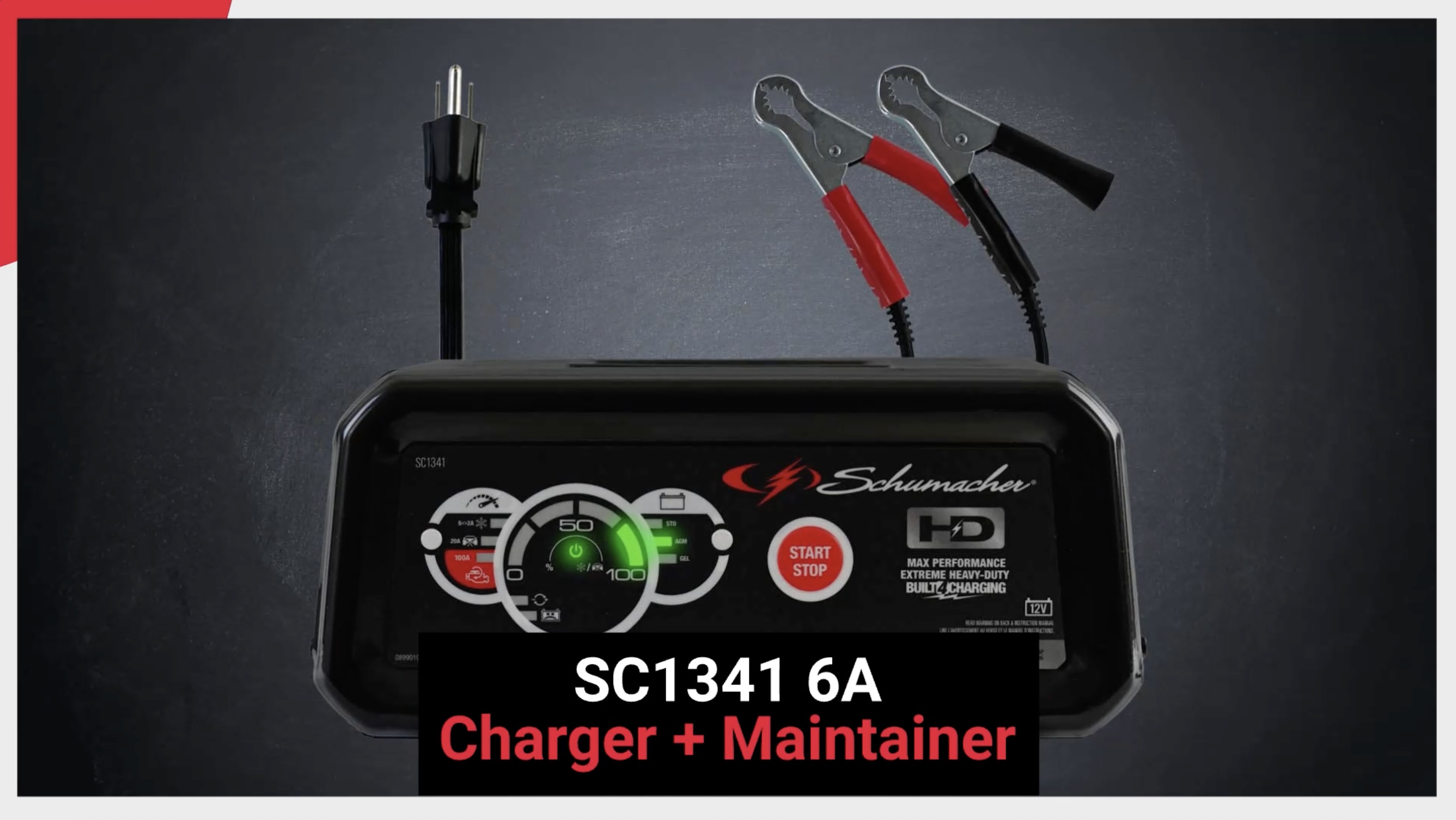 thumbnail video image 2 of Schumacher Electric 6A Car Battery Charger and 100A Engine Starter, Maintainer, 20A Boost, 12V Sport, Auto, and Marine Batteries, SC1341, 2 of 8