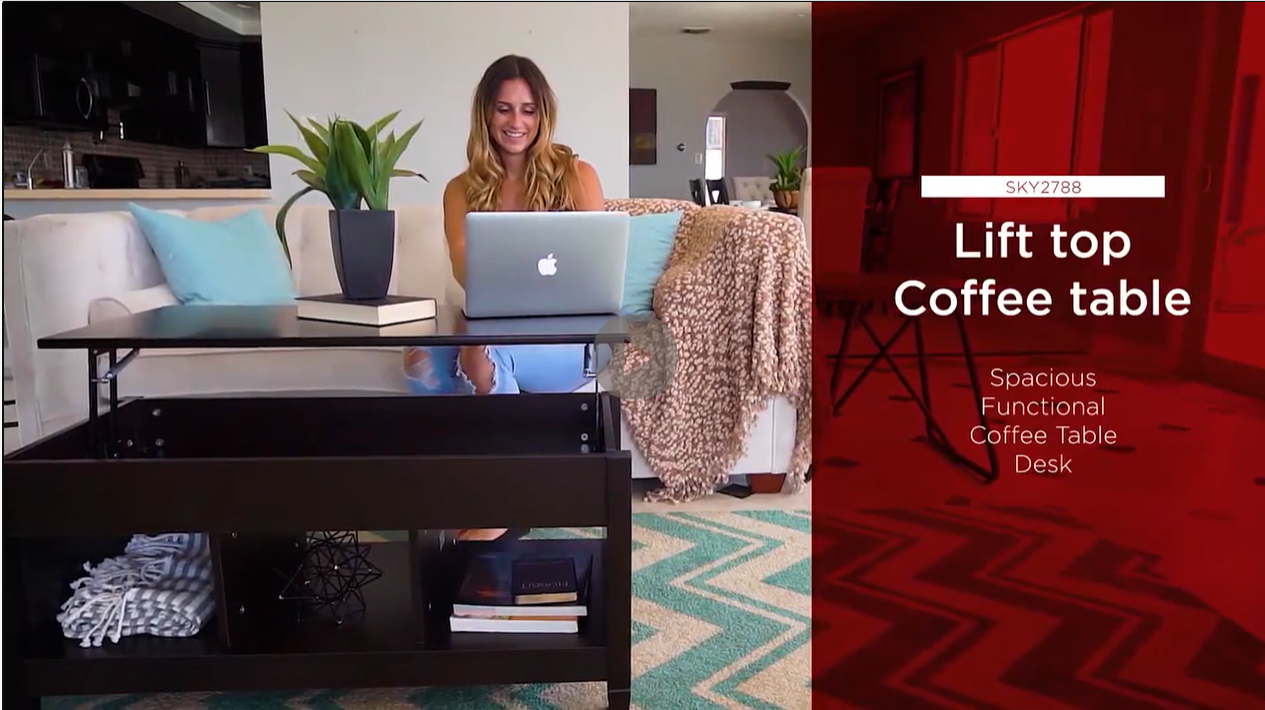 thumbnail video image 2 of Best Choice Products Lift Top Coffee Table, Multifunctional Accent Furniture w/ Hidden Storage - Gray Oak, 2 of 8