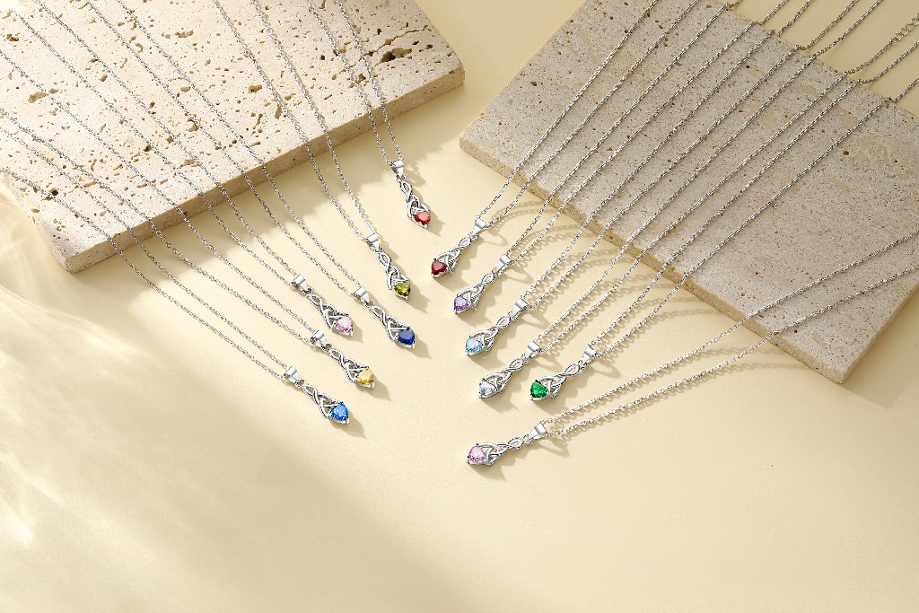 thumbnail video image 2 of FaithHeart January Birthstone Heart Necklace for Women Celtic Knot Pendant Necklace 925 Sterling Silver Girlfriend Christmas Birthday Jewelry Gift, 2 of 7