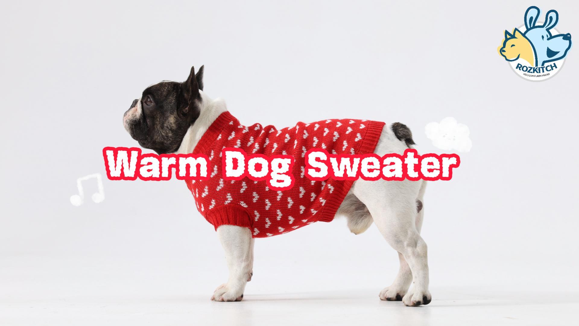 thumbnail video image 2 of ROZKITCH Dog Sweater, Soft Stretch Knit Winter Pet Clothes with Heart Pattern, Warm Pullover Dog Sweater for Small Medium Dogs, Red, XS, 2 of 10