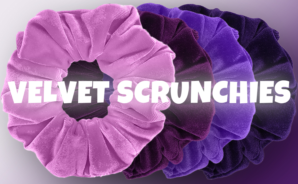 thumbnail video image 2 of Velvet Scrunchies 3-Pack Gift Set Premium Plush Ponytail Holder Made in the USA Beige Taupe Brown, 2 of 2