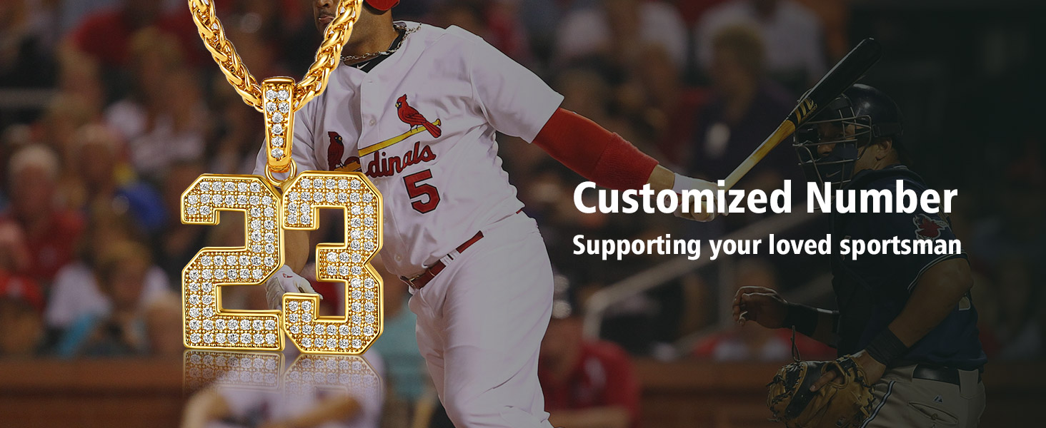 thumbnail video image 2 of FindChic Number Necklaces for Men Sports Baseball 0-9 Pendant Jewelry 22'' Wheat Chain Gifts for Birthday Christmas, 2 of 9