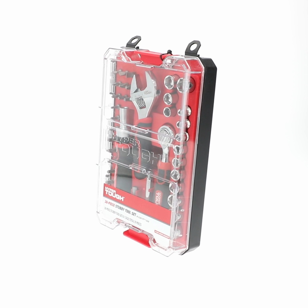 Hyper Tough Stubby Tool Set 38-Piece in Click Fit Case for