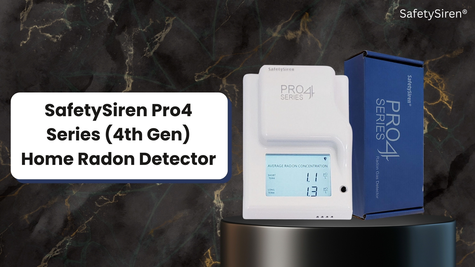 thumbnail video image 2 of SafetySiren Pro4 Series (4th Gen) P4SU1 - Home Radon Gas Detector - USA Version pCi/L, 2 of 15
