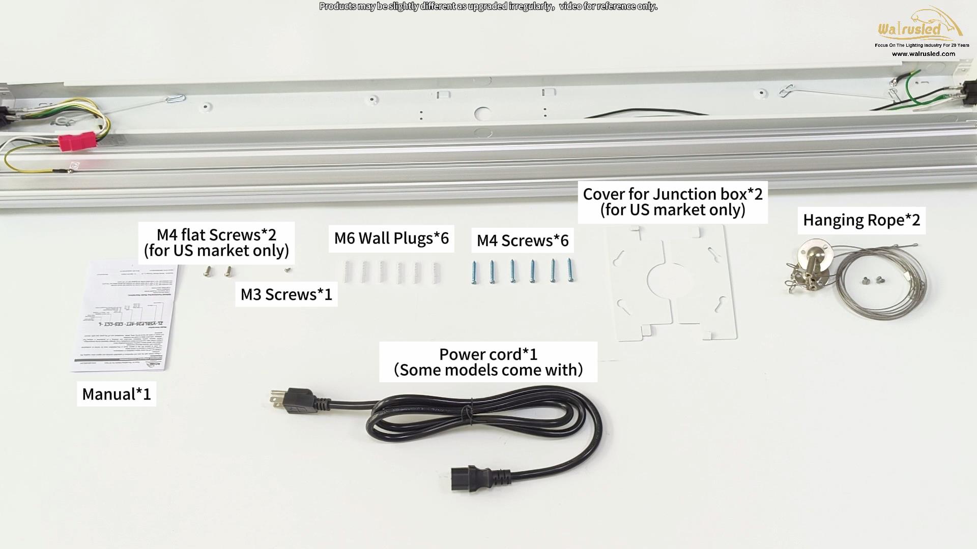 thumbnail video image 2 of 4FT Linkable 80W LED Shop Light, 8800lm, 3000K/4000K/5000K, Utility Shop Ceiling Lights for Garages, Workshops, SCR Dimmable 4 Foot Linear Strip Work Light Fixture with Plug and Power Cord, FCC, 2 of 15