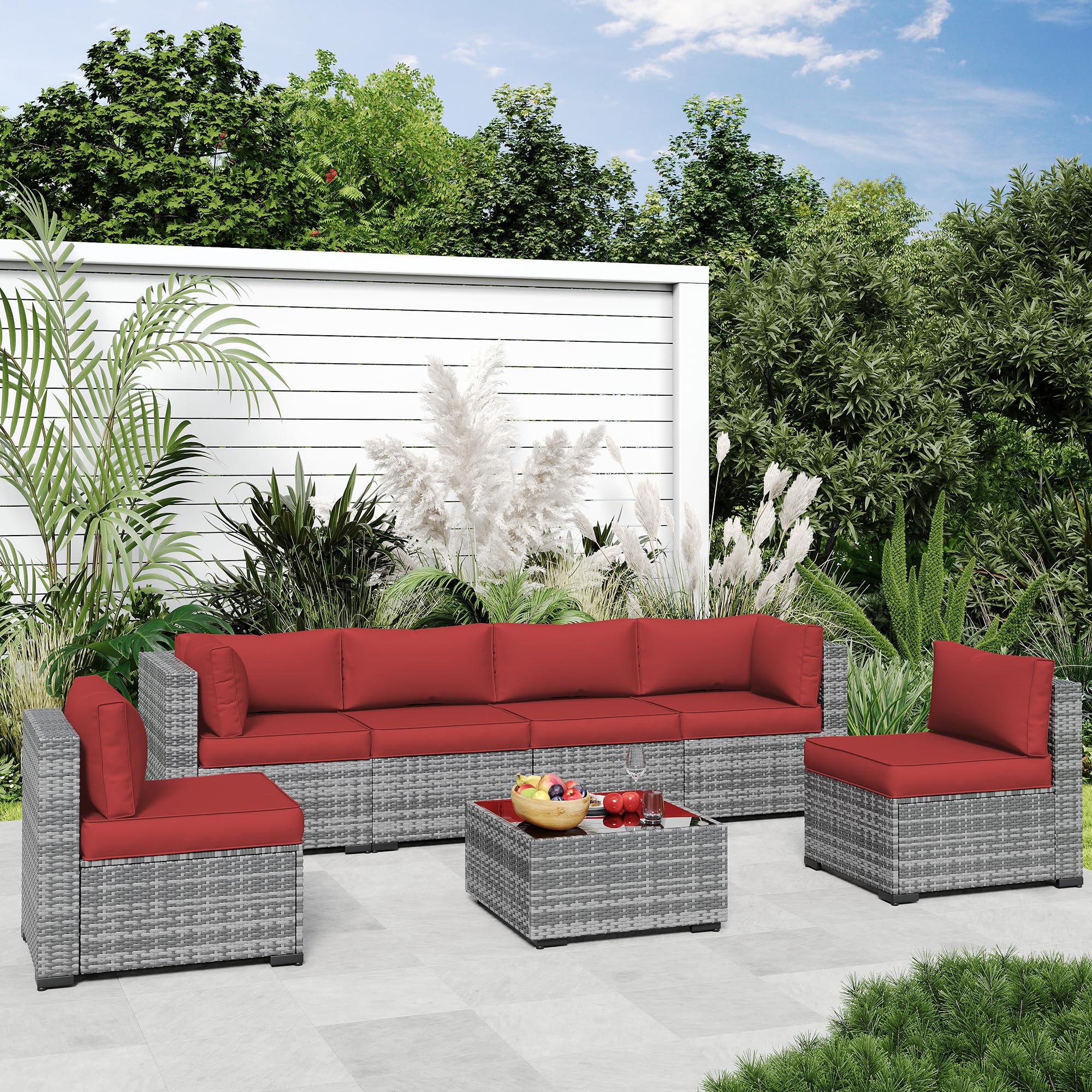 thumbnail video image 2 of Geemuslly 14-Piece Outdoor Sectional Replacement Patio Cushions, Waterproof , Olive Green, 2 of 7