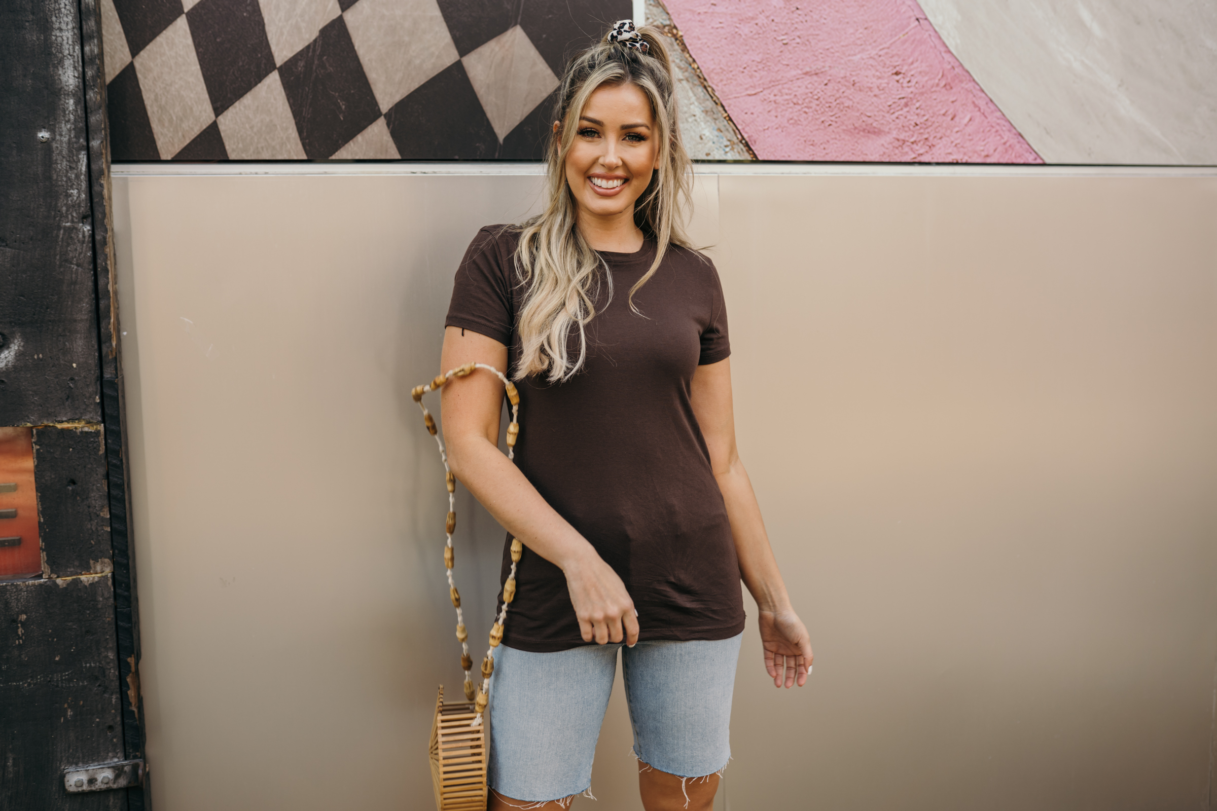 thumbnail video image 2 of Womens Basic Cotton Crew Neck Short Sleeve Long Tee Shirt, 2 of 7