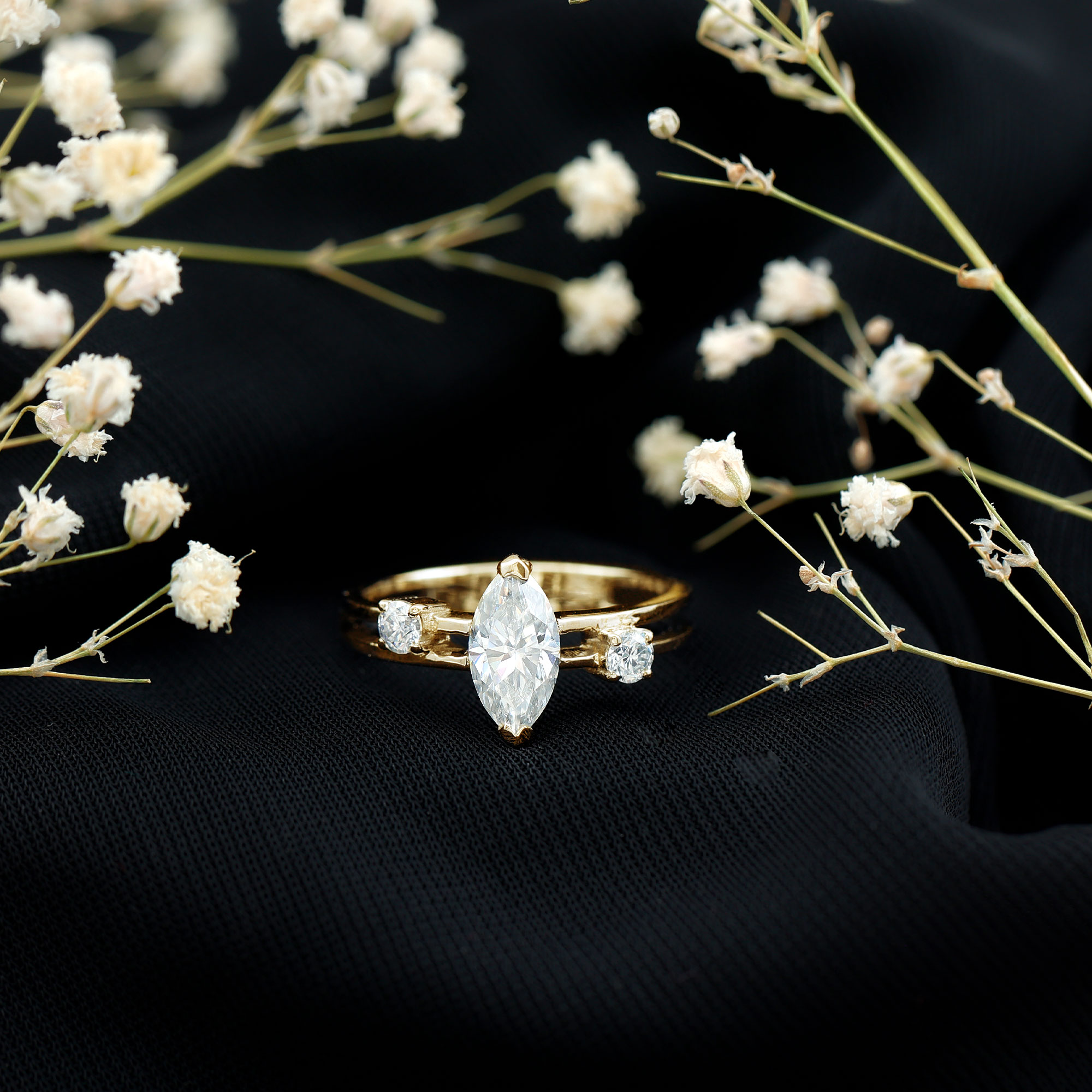 thumbnail video image 2 of Rosec Jewels Lab Created Diamond Engagement Ring 1 Ct - 5X10 mm Marquise Diamond Ring - EF-VS Grade, 10K White Gold, US 8.00, 2 of 8