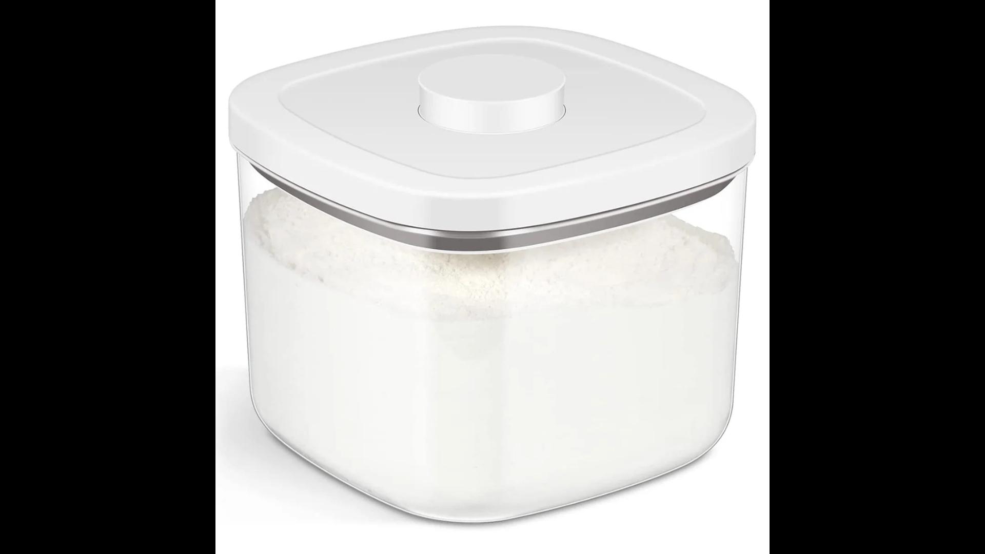 thumbnail video image 2 of TEAFIRST Food Storage Containers, Flour And Sugar Containers Airtight 10 Lb Plastic, BPA-free, Clear, 2 of 11