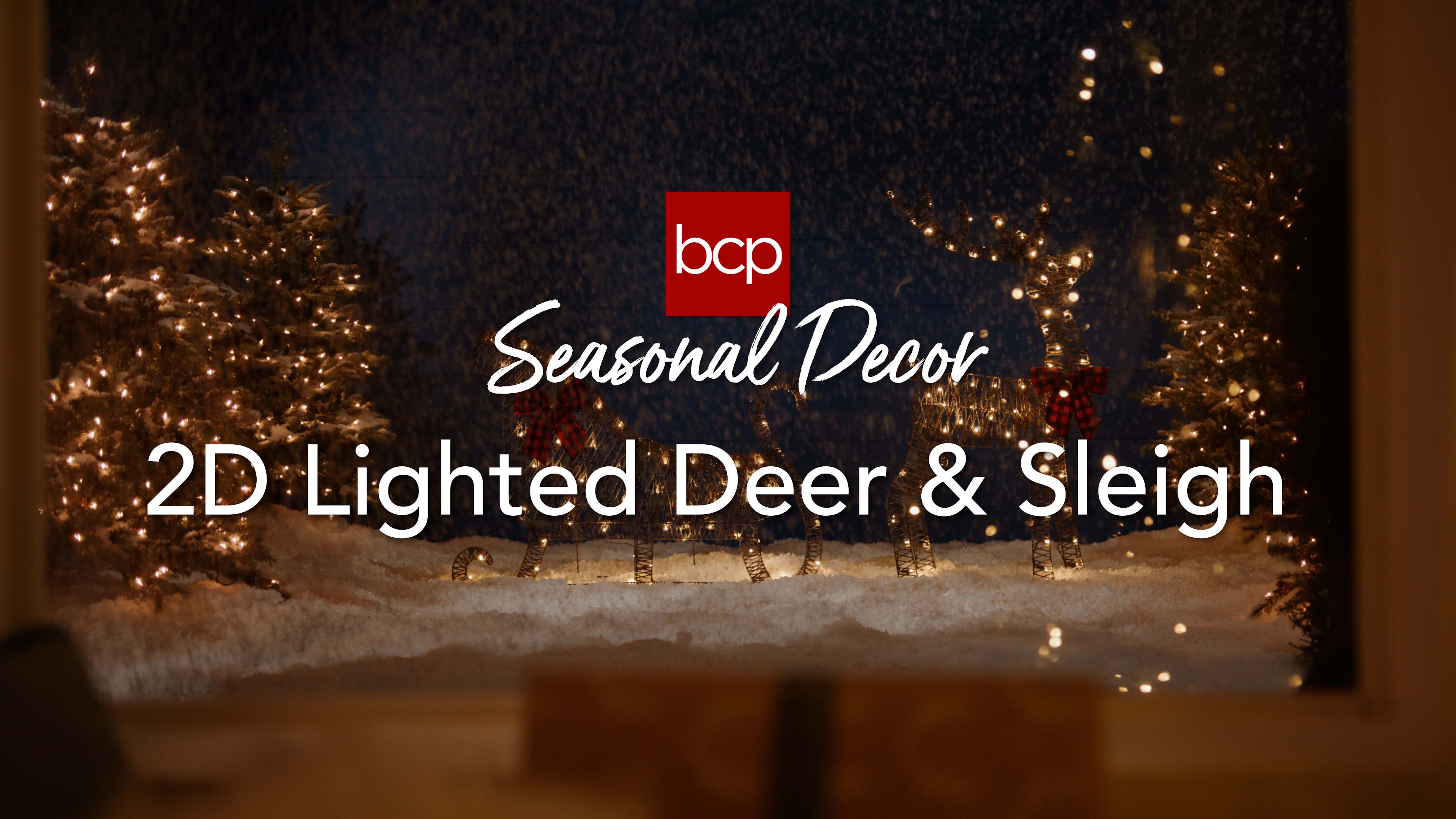 thumbnail video image 2 of Best Choice Products 4ft Lighted 2D Christmas Reindeer & Sleigh Set Outdoor Decor w/ 140 Warm White LED Lights - Gold, 2 of 9