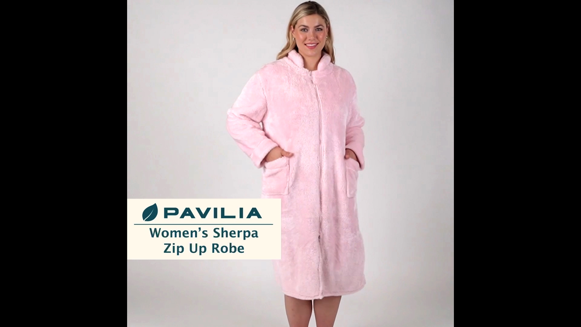 thumbnail video image 2 of PAVILIA Womens Housecoat Zip Robe, Sherpa Zip Up Front Robe Bathrobe, Fuzzy Warm Zipper House Coat Lounger for Women Ladies Elderly with Pockets, Fluffy Fleece Long - Teal Sea Blue (Large/X-Large), 2 of 10