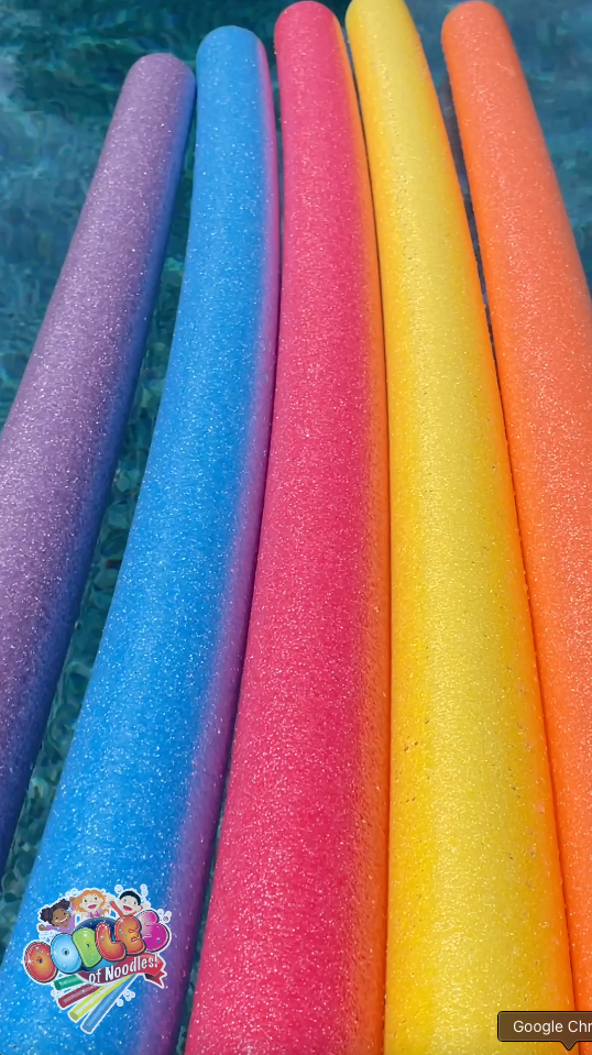 thumbnail video image 2 of Oodles of Noodles 7 Pack Deluxe Foam Pool Swim Noodles Includes 12 Inch Beach Ball, 2 of 8