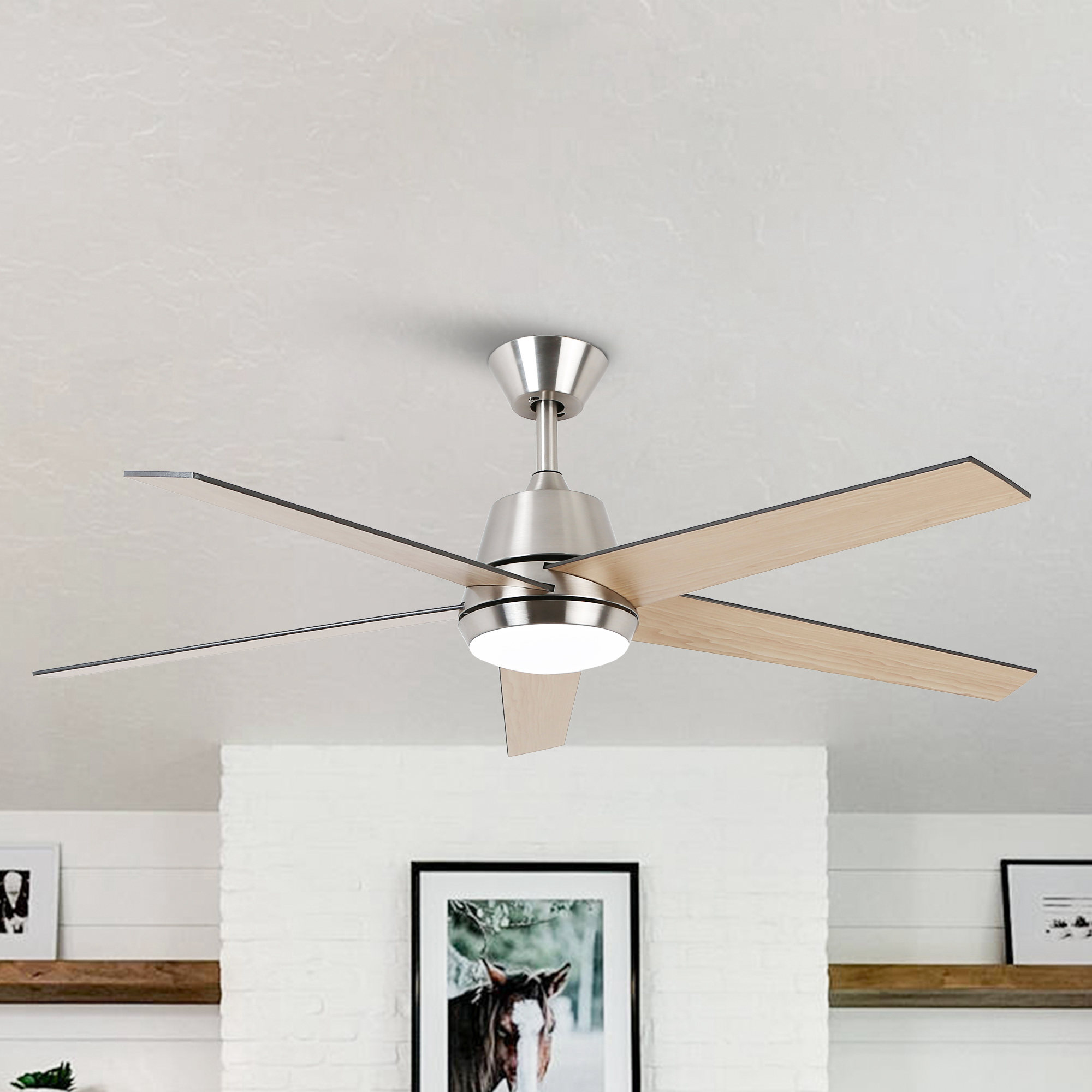 thumbnail video image 2 of 52" Modern Sand Nickle Smart Ceiling Fan with Dimmable LED Light and Remote, APP Control, 2 of 19