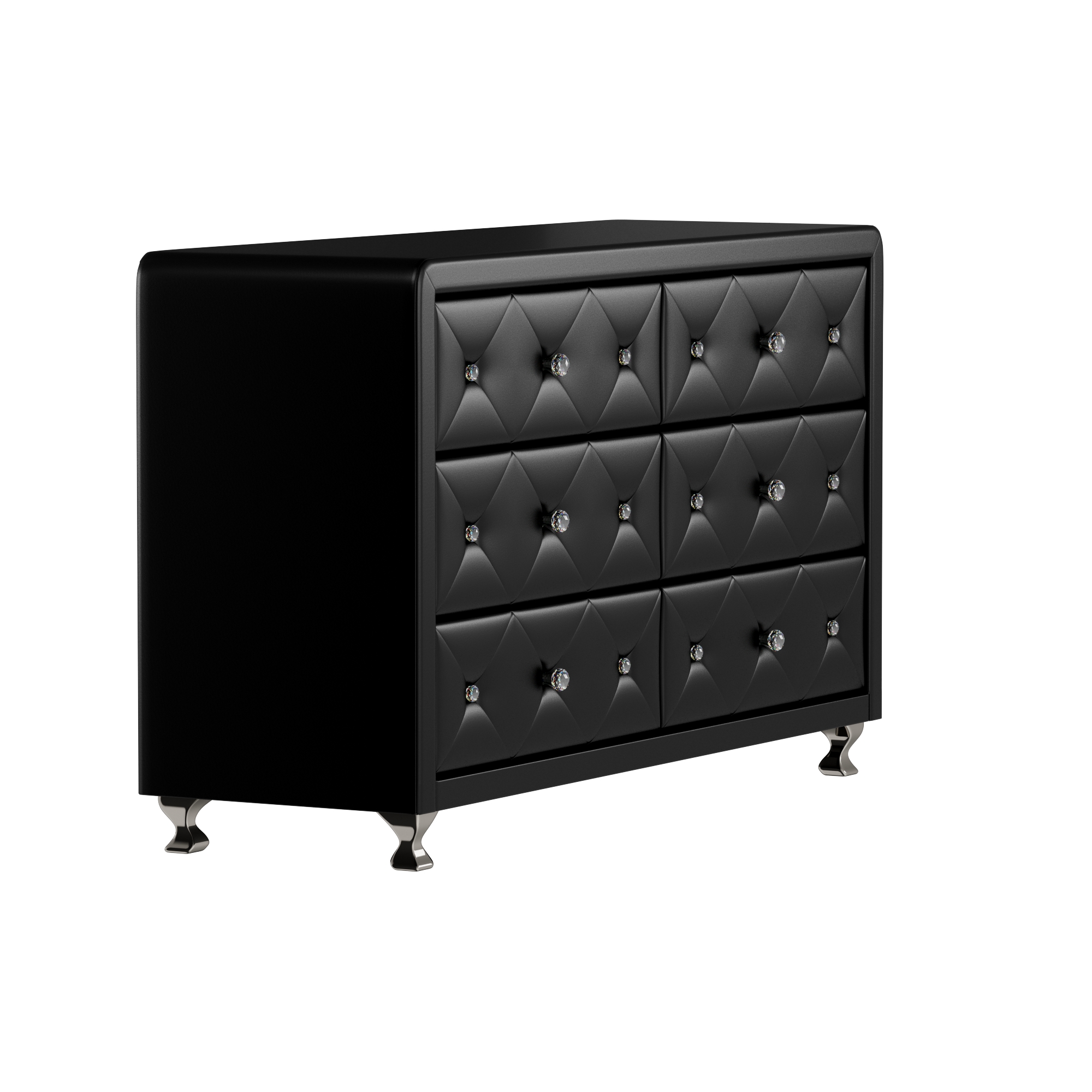 Baxton Studio Luminescence Black Faux Leather Upholstered Dresser