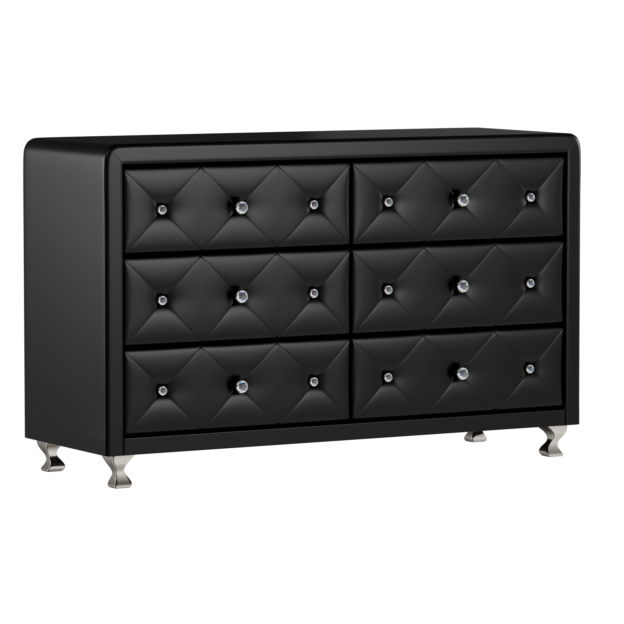 Baxton Studio Luminescence Black Faux Leather Upholstered Dresser