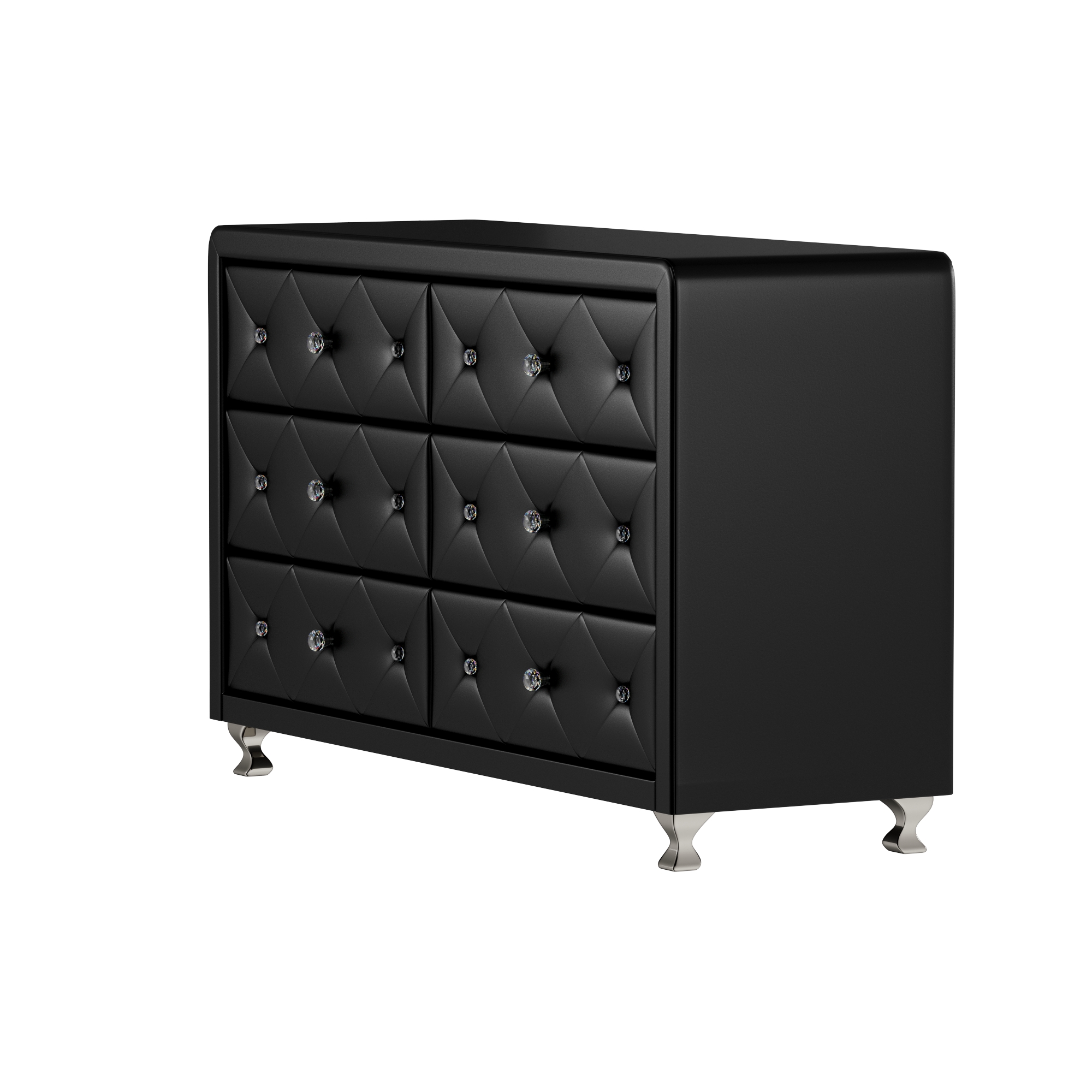 Baxton Studio Luminescence Black Faux Leather Upholstered Dresser