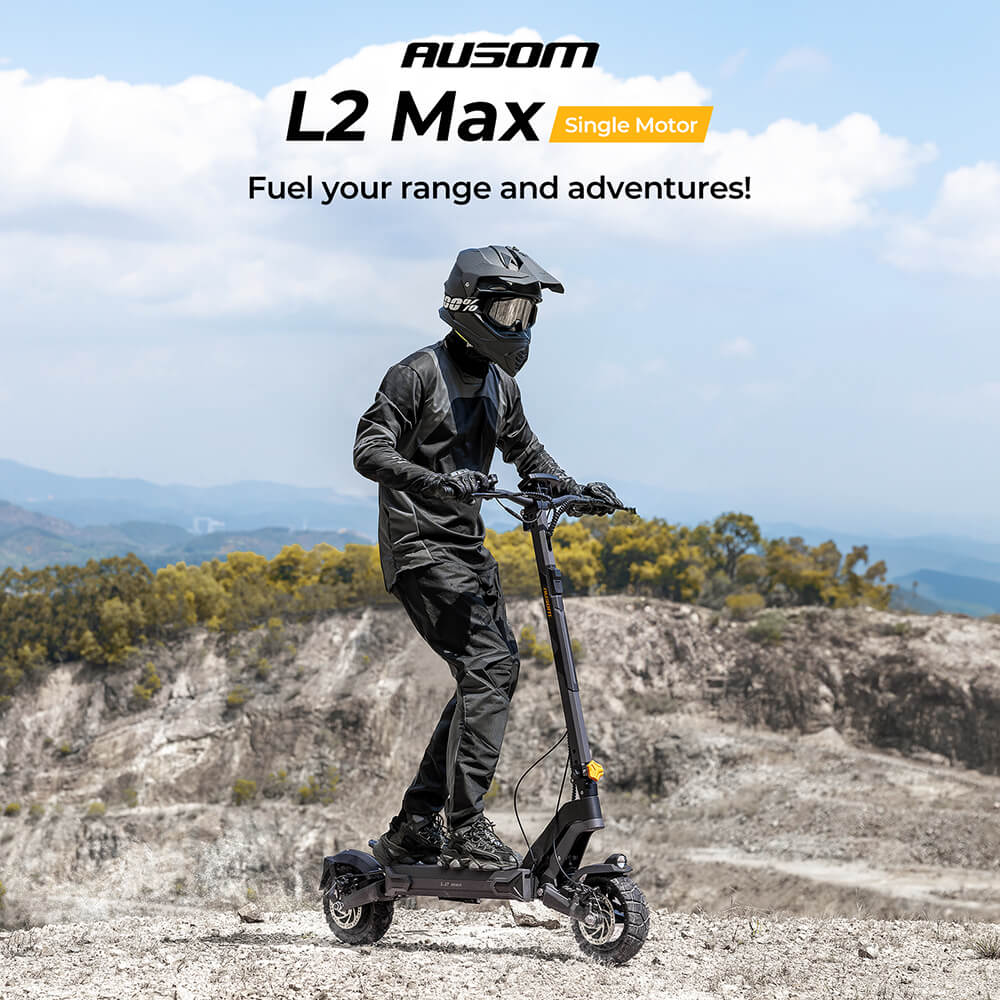 thumbnail video image 2 of Ausom - L2 Max Foldable Electric Scooter w/ 56 mi Max Operating Range & 31 mph Max Speed, 1000W Motor, 287 lbs Max Load - Dark Gray, 2 of 7