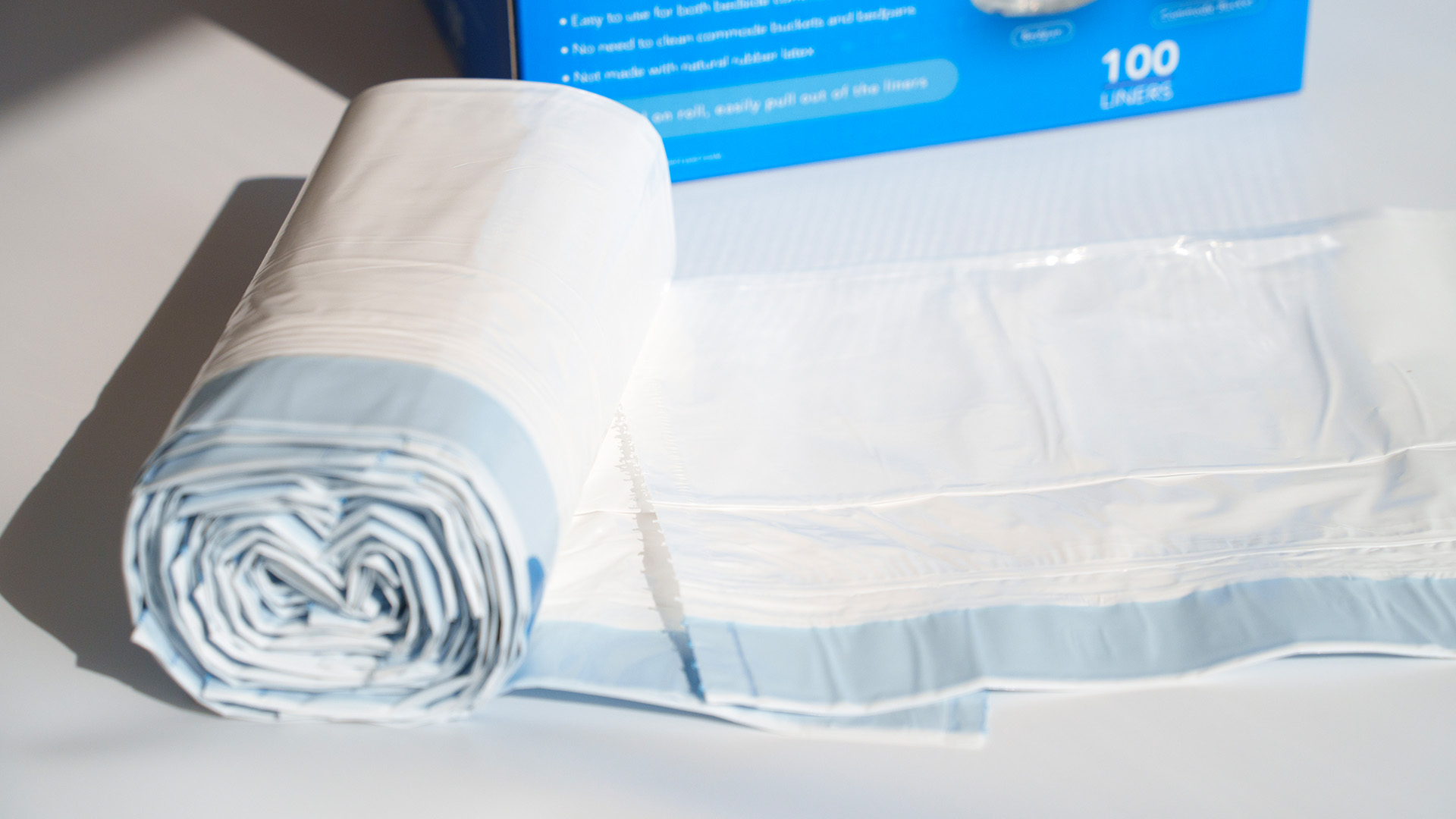 thumbnail video image 2 of HygiCare Commode Liner and Bedpan Value Pack, 100 Count, Medical Grade Liner, Leakproof, Easy to Tie, Best for Bedside Commodes and Bedpans, 2 of 8