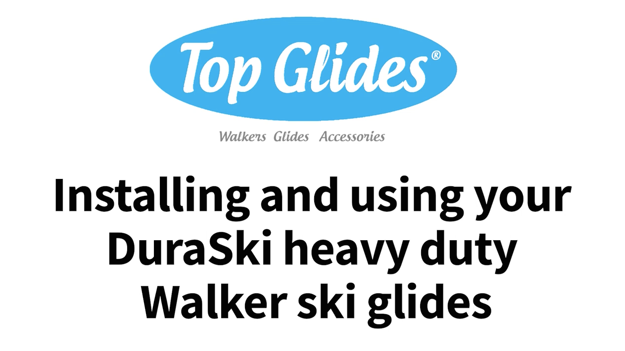 thumbnail video image 2 of 4 PCS Top Glides DuraSki Heavy Duty Walker Glide Skis - 2 Pairs (Dark Blue), 2 of 9