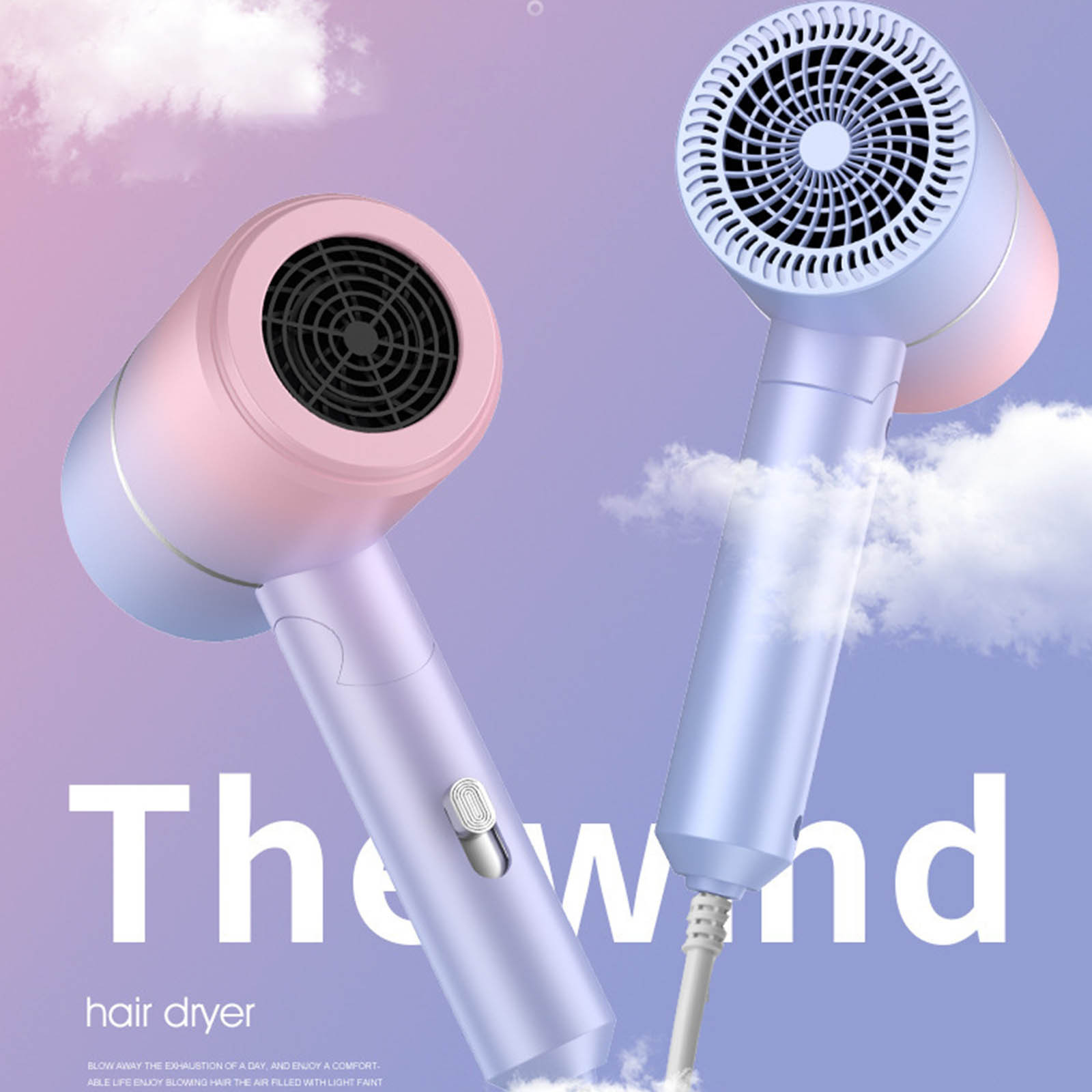 thumbnail video image 2 of Hair Dryer with Diffuser, Ionic Hair Dryers for Women, Foldable Handle Travel Hair Dryer Mini Hair Blow Dryer Fast Drying Constant Temperature Hair Care Without Hair Damage, 2 of 10