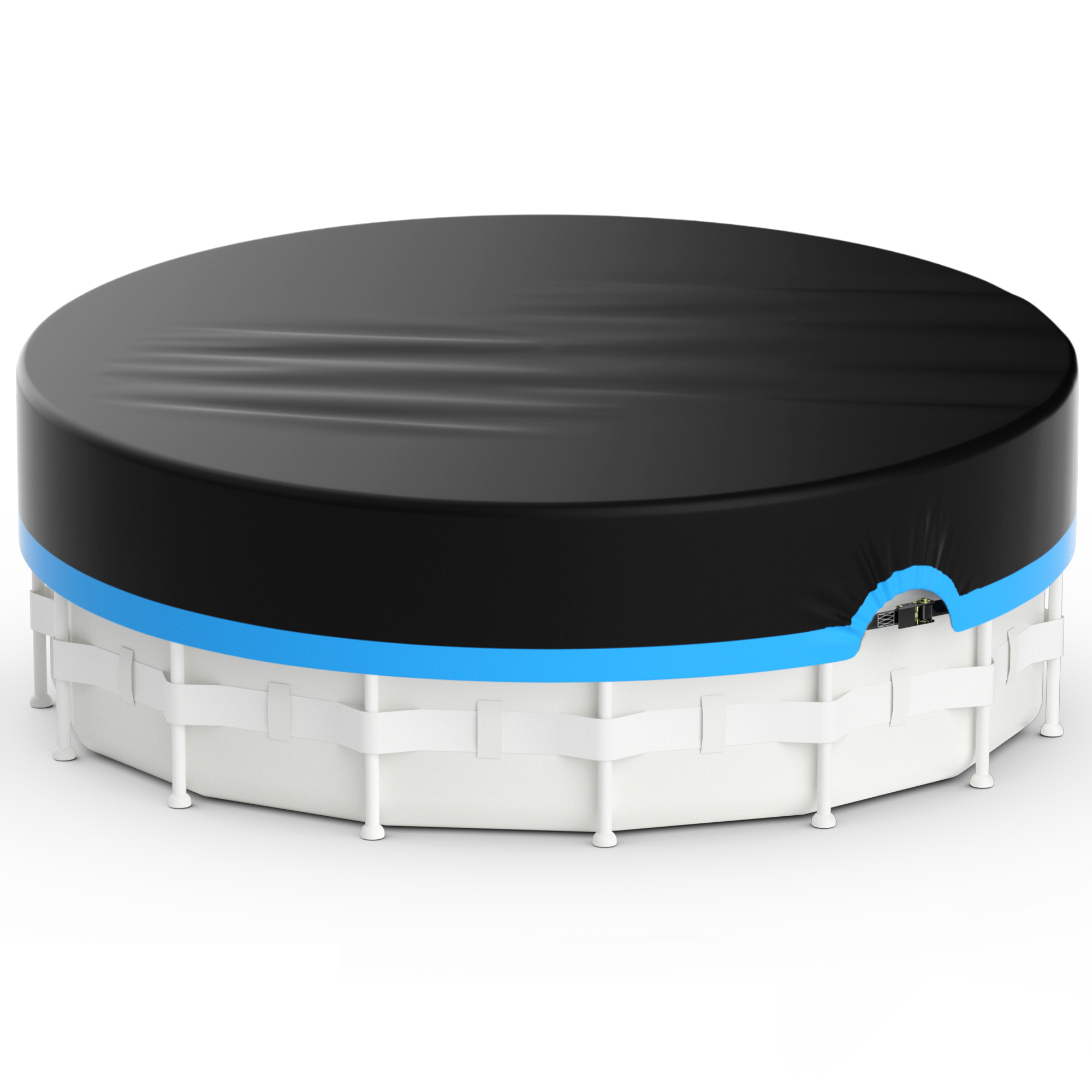 thumbnail video image 2 of SHELTUSE 21Ft Round Pool Cover, Covers for Above Ground Pools, Inflatable Pool Cover Protector , Above Ground Pool Cover, Winter Pool Cover, Waterproof and Dustproof Swimming Pool Covers, Blue, 2 of 10