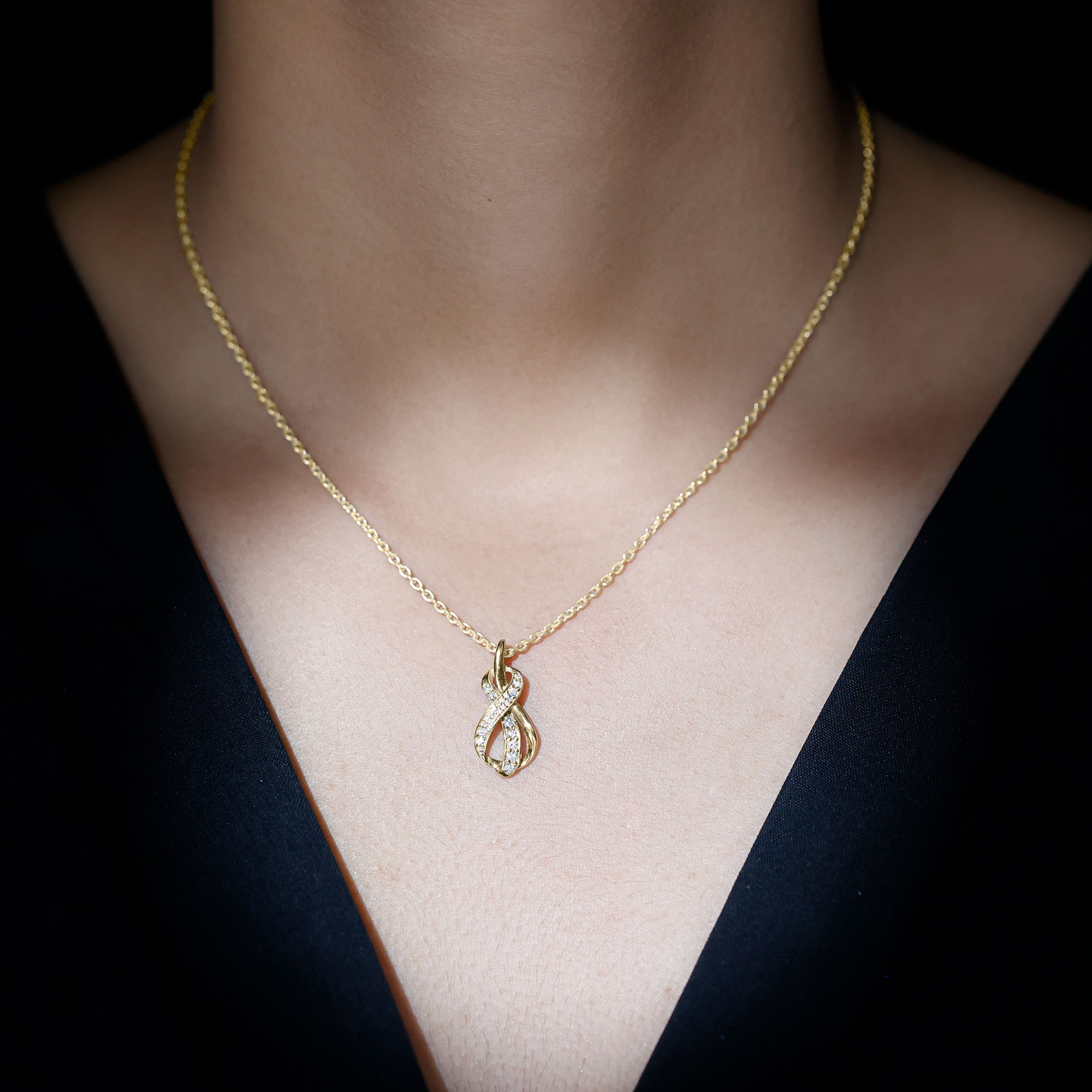 thumbnail video image 2 of Rosec Jewels Lab Grown Diamond Infinity Pendant with Chain (Ef-Vs Quality) - Ready to Gift for Valentines Day, 925 Sterling Silver, 2 of 8