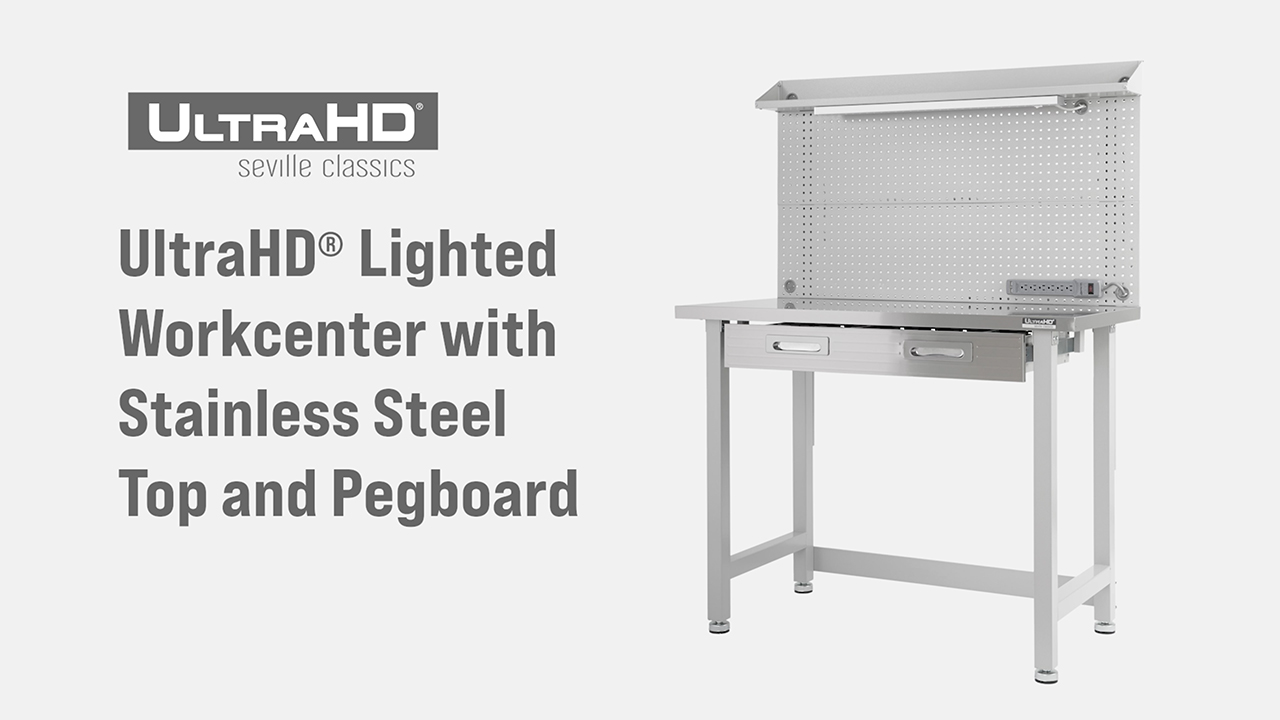 thumbnail video image 2 of Seville Classics UltraHD Lighted Stainless Steel Worckcenter, 2 of 12