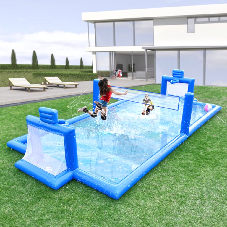 Relunch 33 FT Inflatable Volleyball Court for Kids Adults, 3 in 1 Inflatable Volleyball Football Basketball Court Field with 800W Blower for Beach Backyard Outdoor Party 33 x 16.5 x 6.2FT