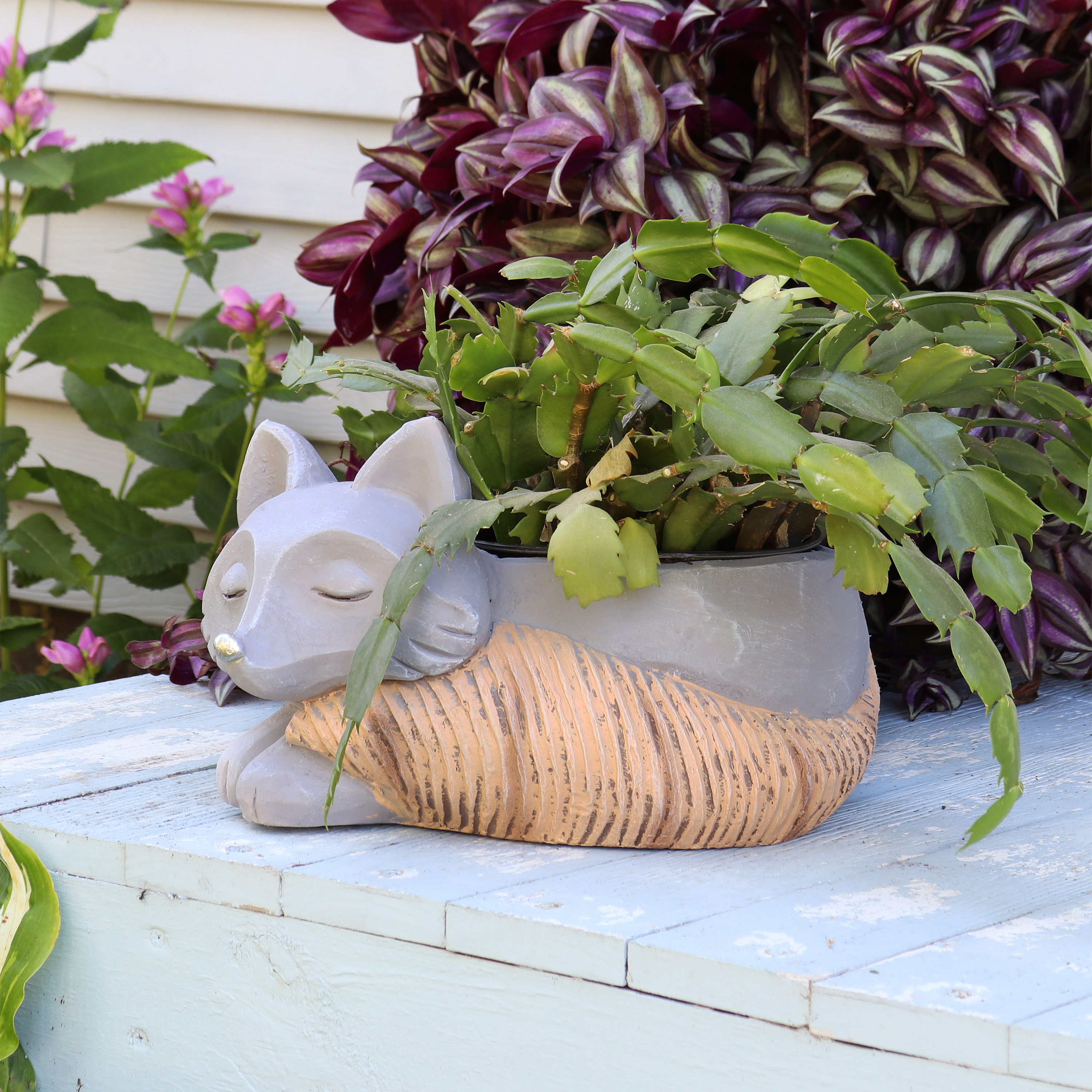 thumbnail video image 2 of Sunnydaze Finley the Fox Indoor Planter Statue - 8", 2 of 13