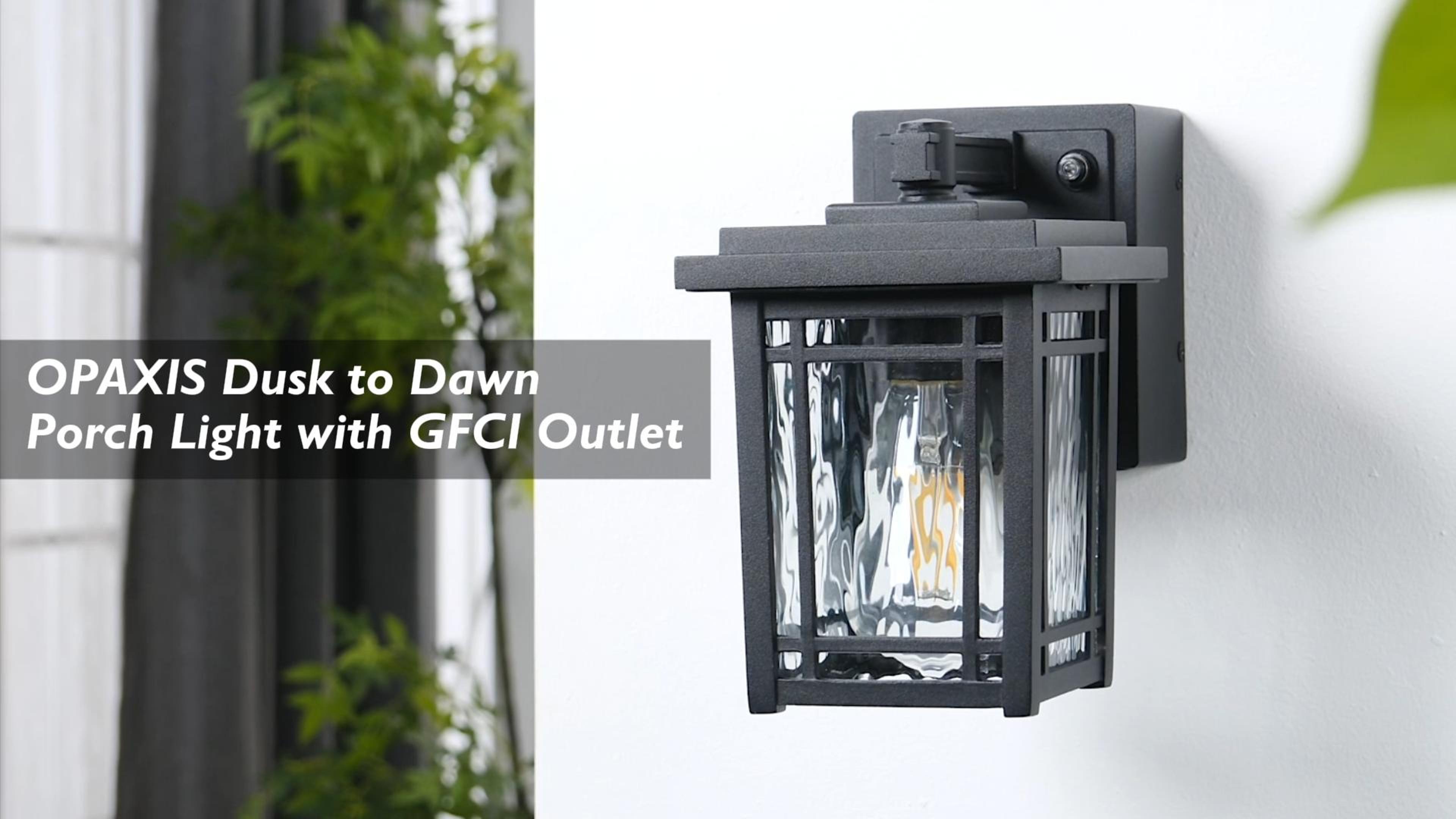 thumbnail video image 2 of 2-Pack Front Porch Lights with GFCI Outlet, Oil Rubbed Bronze Dusk to Dawn Outdoor Wall Lantern, Anti-Rust Outdoor Garage Lights Wall Mount, Waterproof Modern Exterior Coach Light Fixtures, 2 of 10