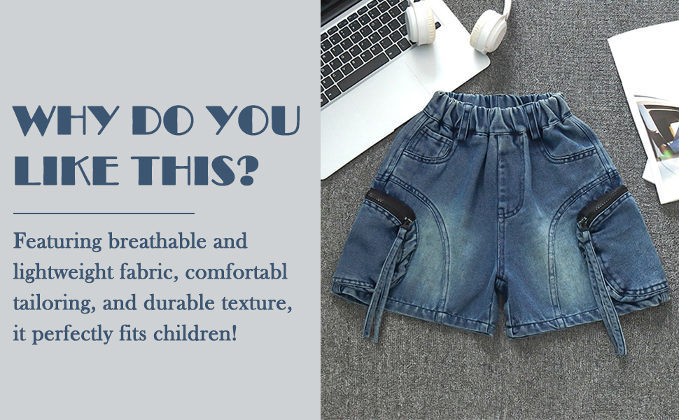 thumbnail video image 2 of JLMSPLWG Boys Denim Shorts Cargo Jeans Shorts for Kids Knee Length Loose Fit Jorts Teens Trendy Hip Hop Streetwer Shorts Summer Clothes, 2 of 10