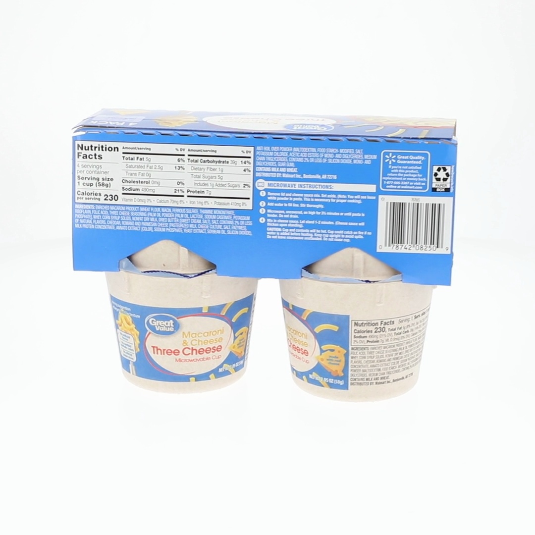 Great Value Shelf Stable Three Cheese Macaroni & Cheese 2.05 oz, 4