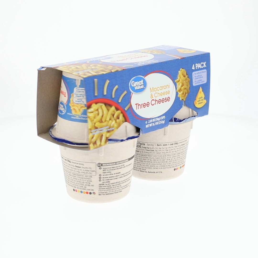 Great Value Shelf Stable Three Cheese Macaroni & Cheese 2.05 oz, 4