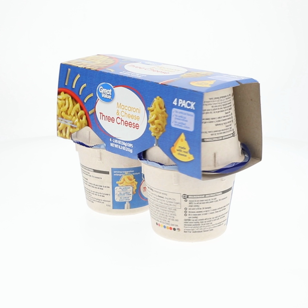 Great Value Shelf Stable Three Cheese Macaroni & Cheese 2.05 oz, 4